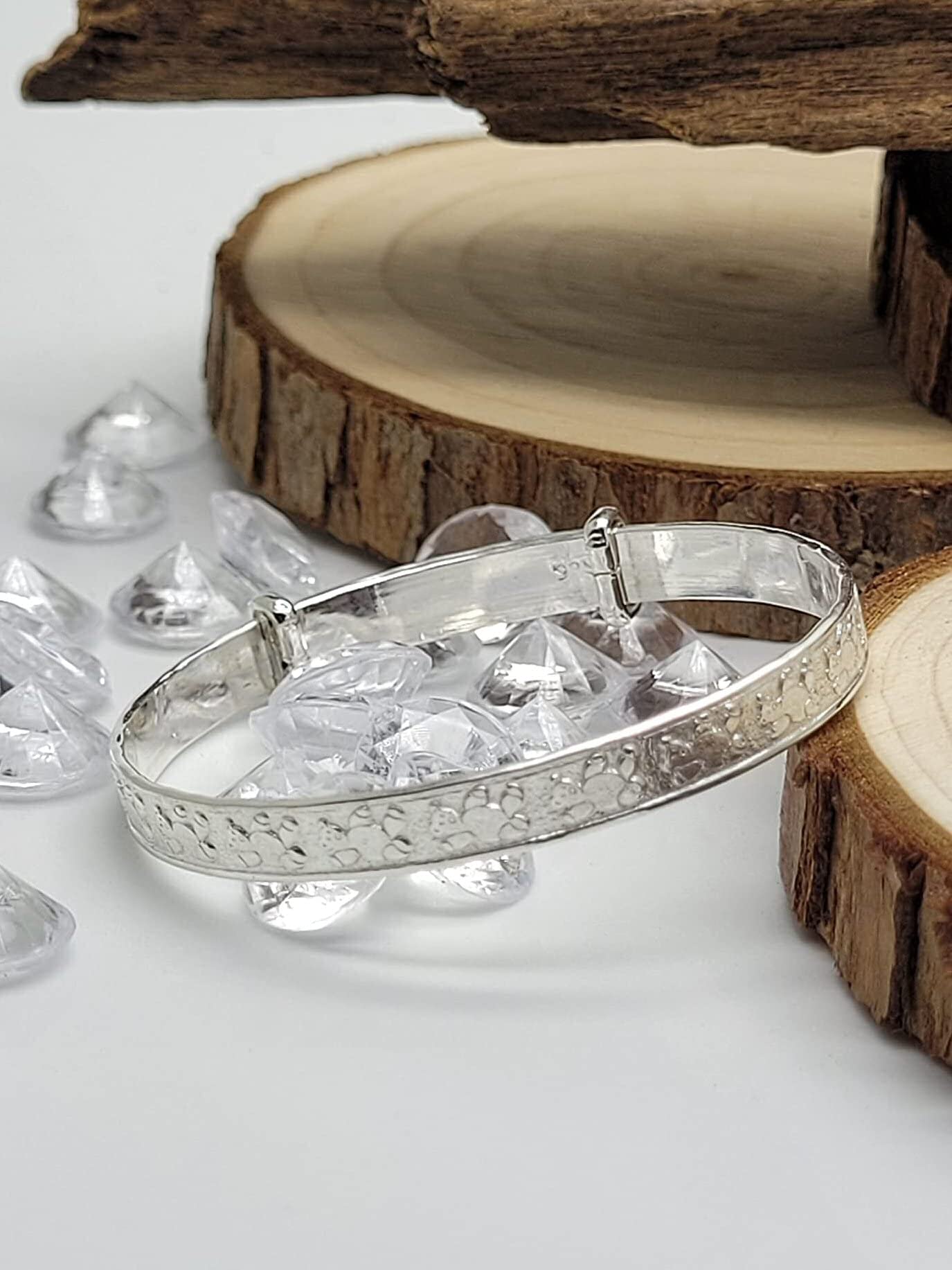 Orsacchiotto inciso espansione/espandibile Medium Baby – Bracciale rigido in argento Sterling 925 – fornito in confezione o cofanetto regalo