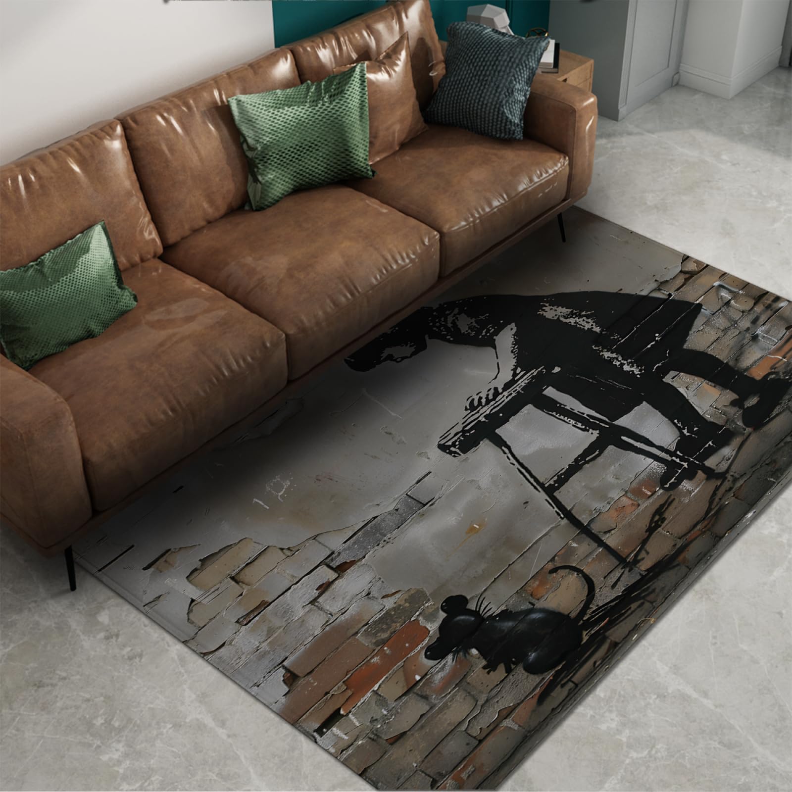 Tapis lavables style Banksy 60x120cm avec tapis de souris assorti pour cuisine et chambre