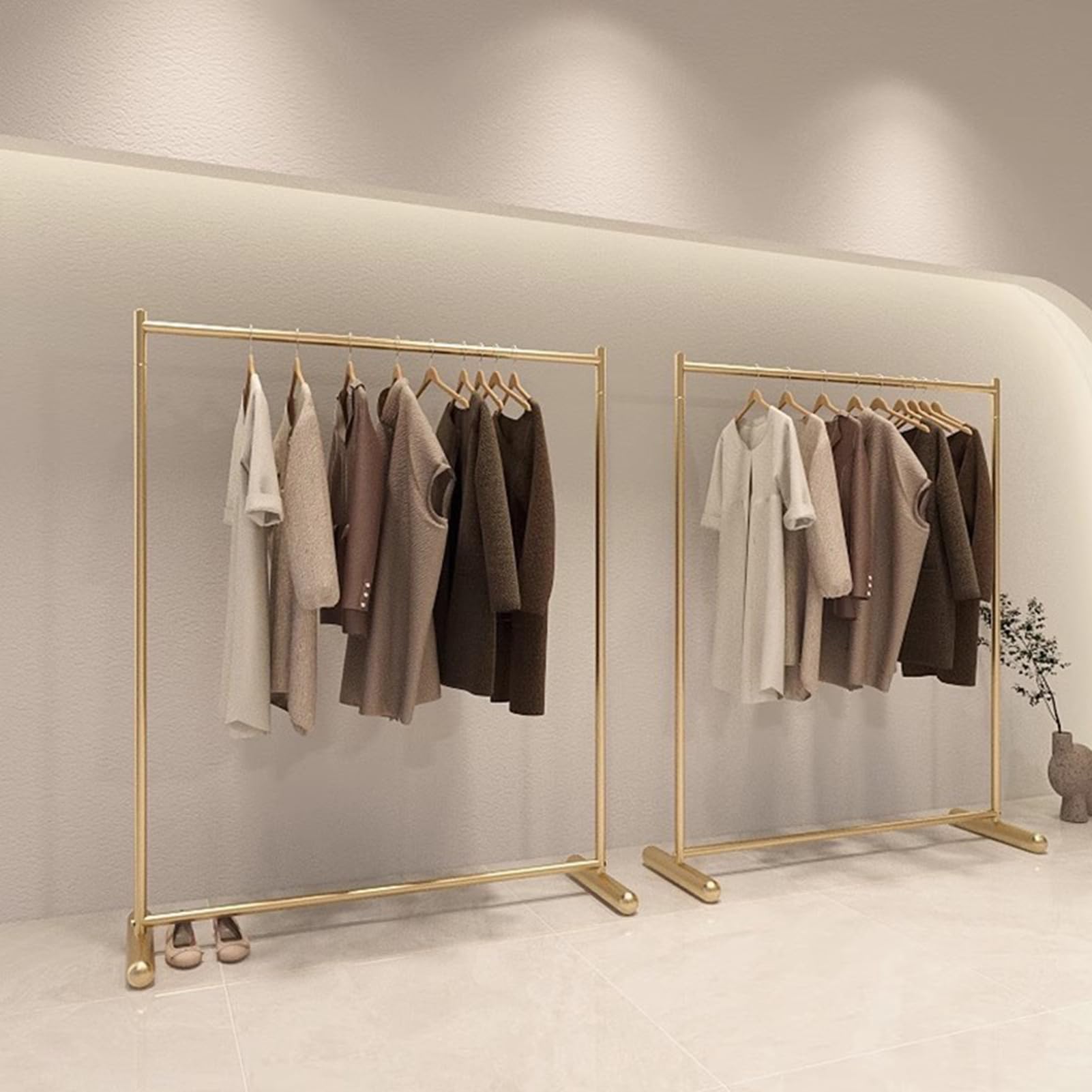 Estante de la ropa del metal, carril de ropa independiente resistente para la boutique del dormitorio, soporte portátil del abrigo de la sola varilla para la ropa colgante, colgante de exhibición al p