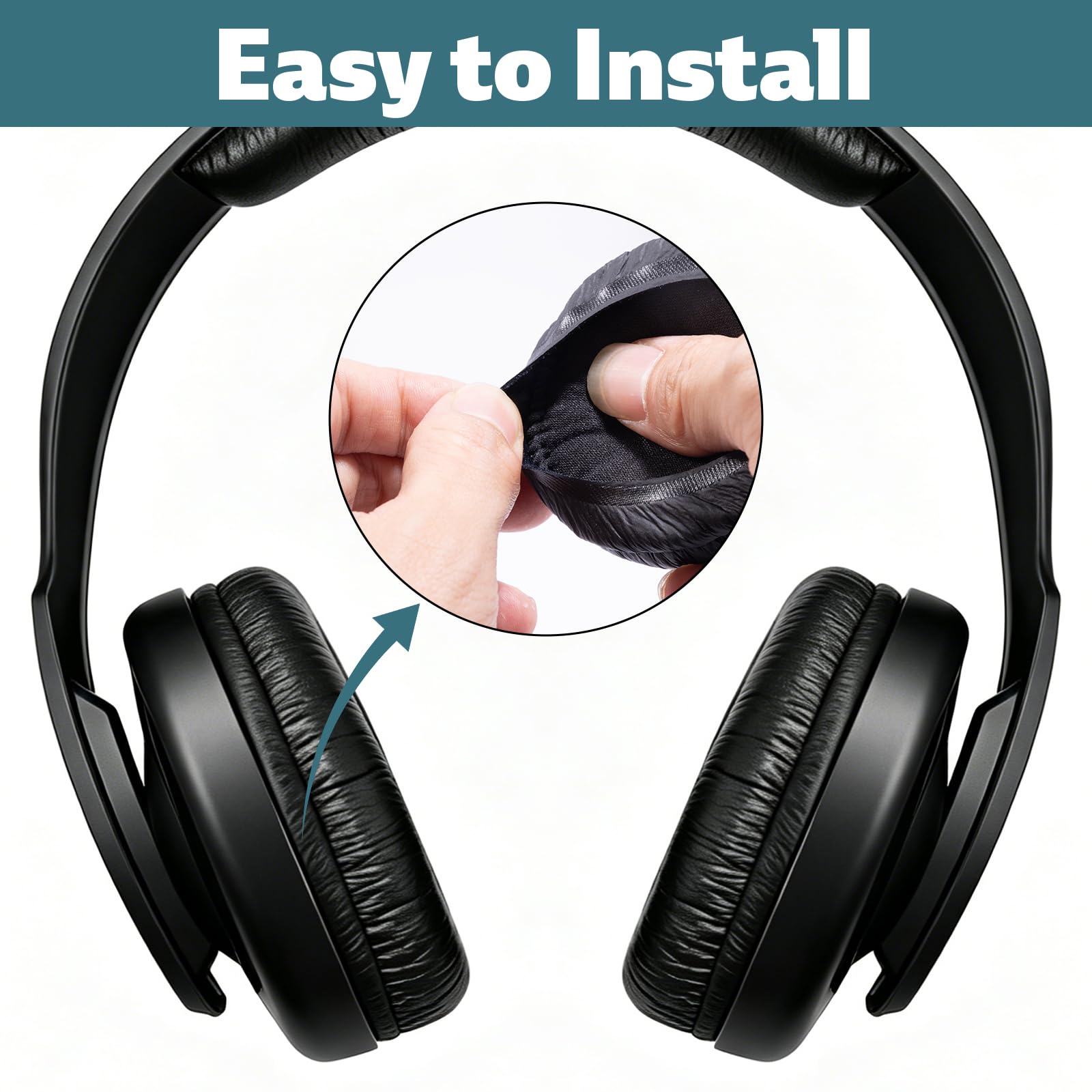 2 sztuki słuchawek nausznych do JBL T450, T500, T510, T520, Tune, 520BT 510BT 500BT 450BT E40BT, 70 mm pianki memory i opaska na czoło 125 mm, ergonomiczna, łatwa instalacja (czarno-białe)