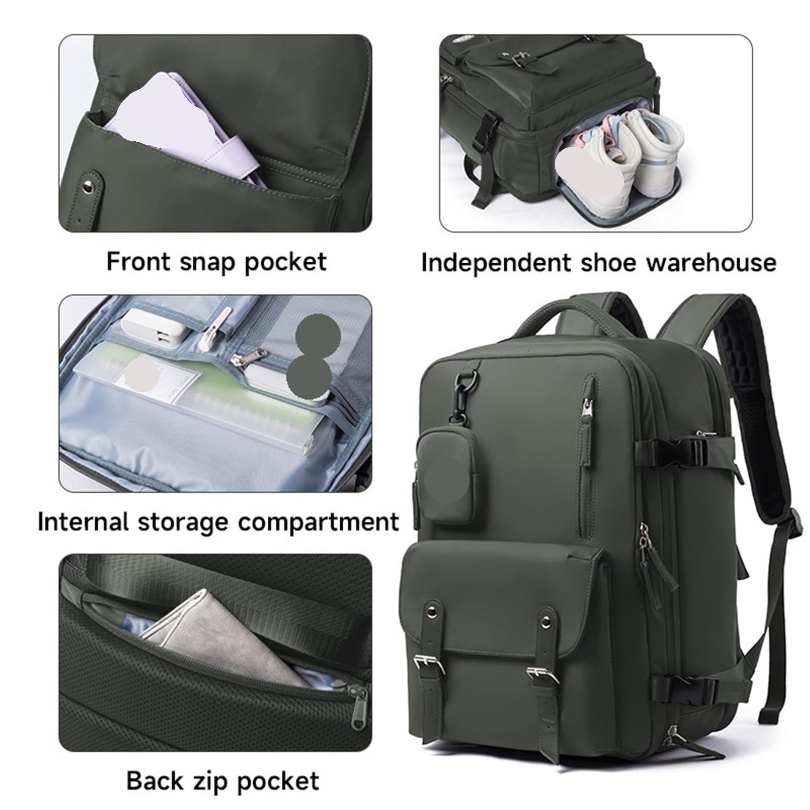 Mochila de Viaje Gran Capacidad for avión, Mochila Mano for Mujer, portátil 15,6 Pulgadas, Equipaje Negocios, Mochilas Escolares for Estudiantes para Travel(Black)