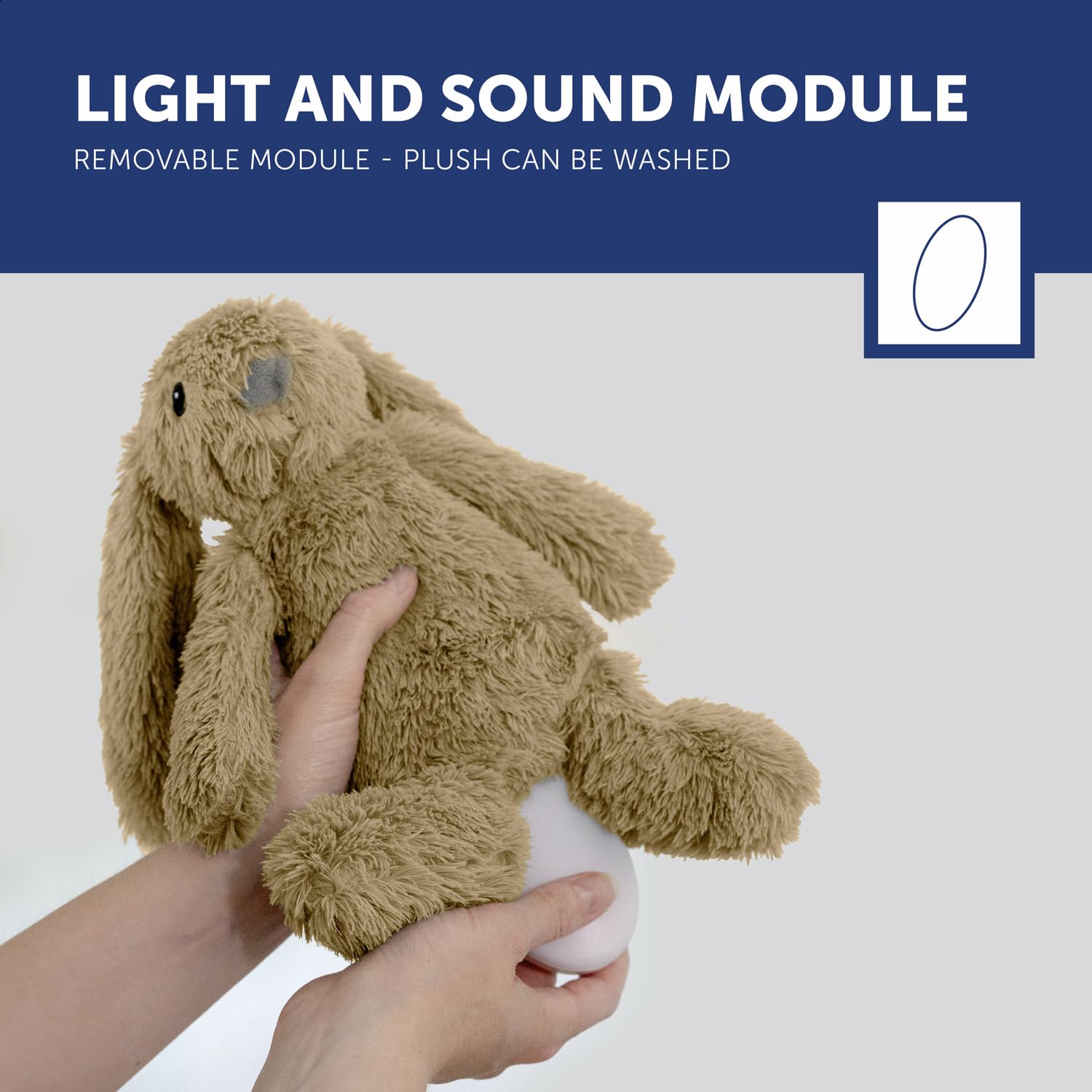 ZAZU - Ro del coniglietto Baby Sonno con batteria ricaricabile – Luce notturna in diversi colori e suoni rilassanti, sensore vino, spegnimento automatico e cavo di ricarica USB-C (beige)