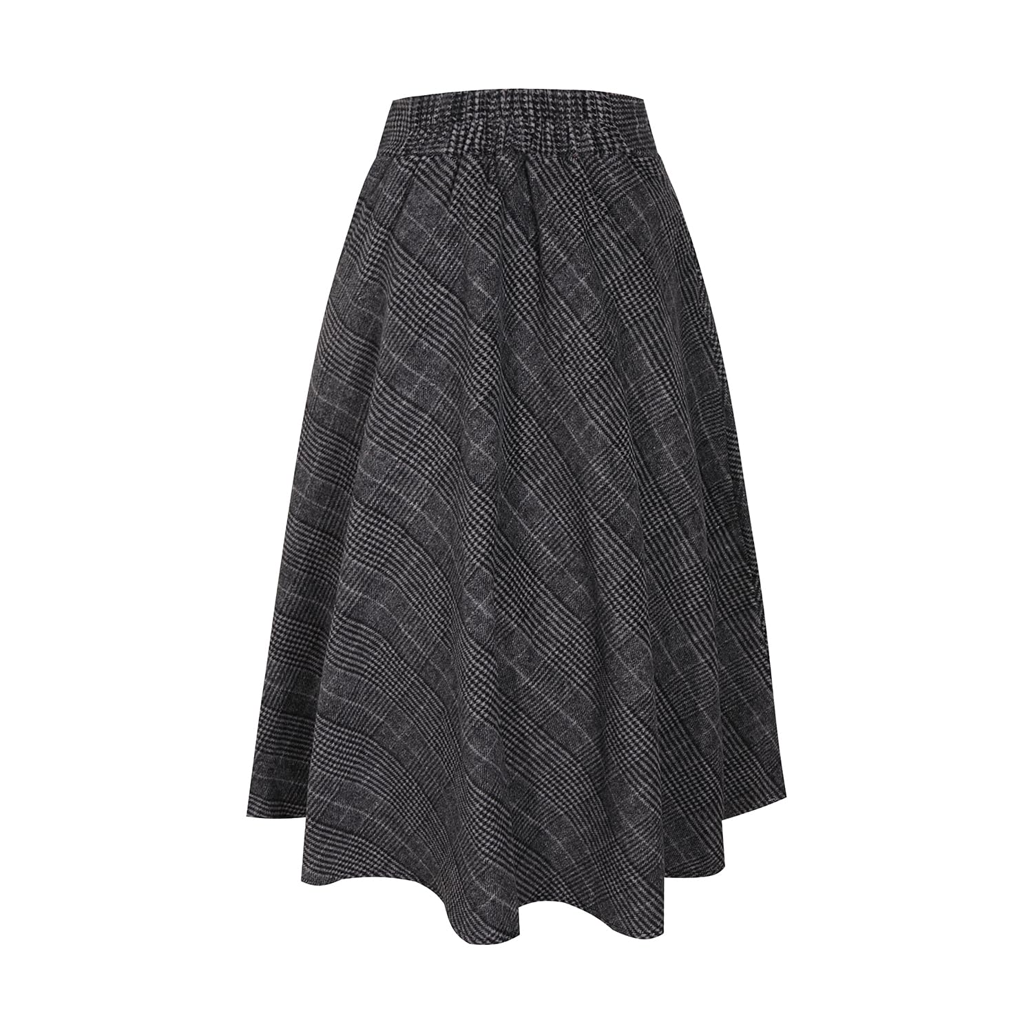 Rock Damen Lang Winter Kariert Wollrock A-Linie Maxirock