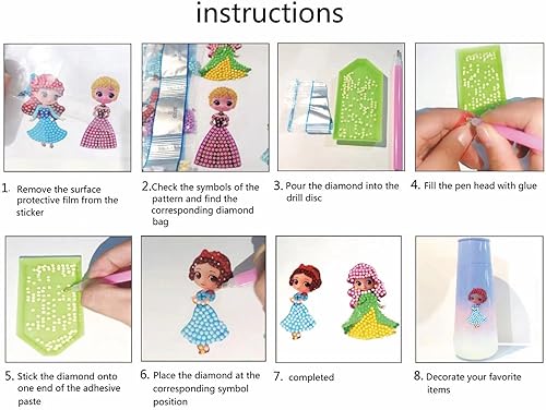 Miniatura 6 de FONYANE Gem Art - Kits de pintura de diamantes para niños, kits de arte de diamantes para niños, 24 calcomanías de princesa, artes y manualidades