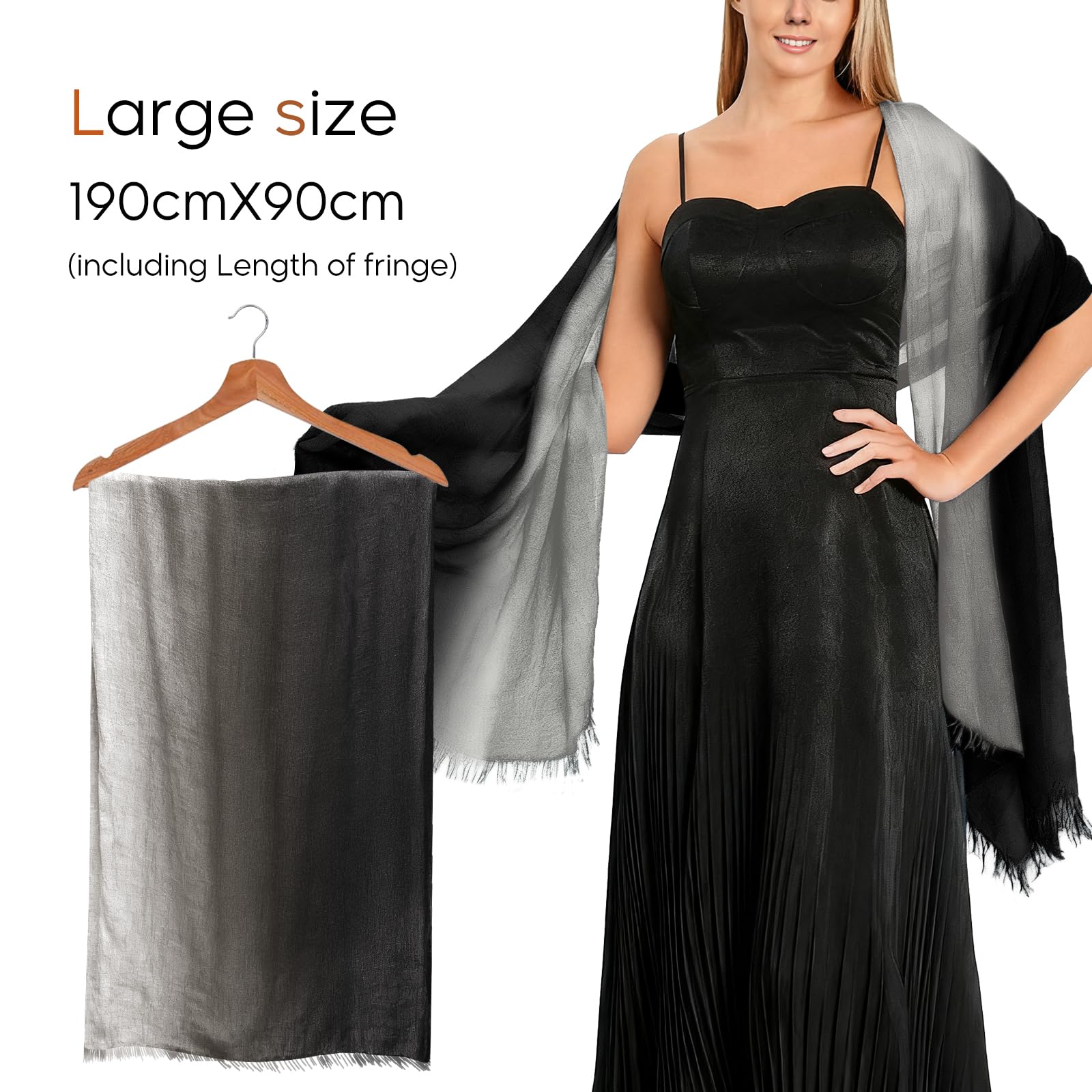 Écharpe Foulard Femme Hiver Grande Echarpe Chale en Coton Lin Longue Chaude Automne Cape, 180cm x120cm