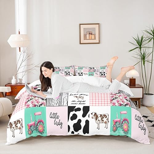 Miniatura 3 de Funda de edredón de vaca lechera, juego de ropa de cama 3D con temática de animales lindos para niños, niñas, niños, adolescentes, decoración de