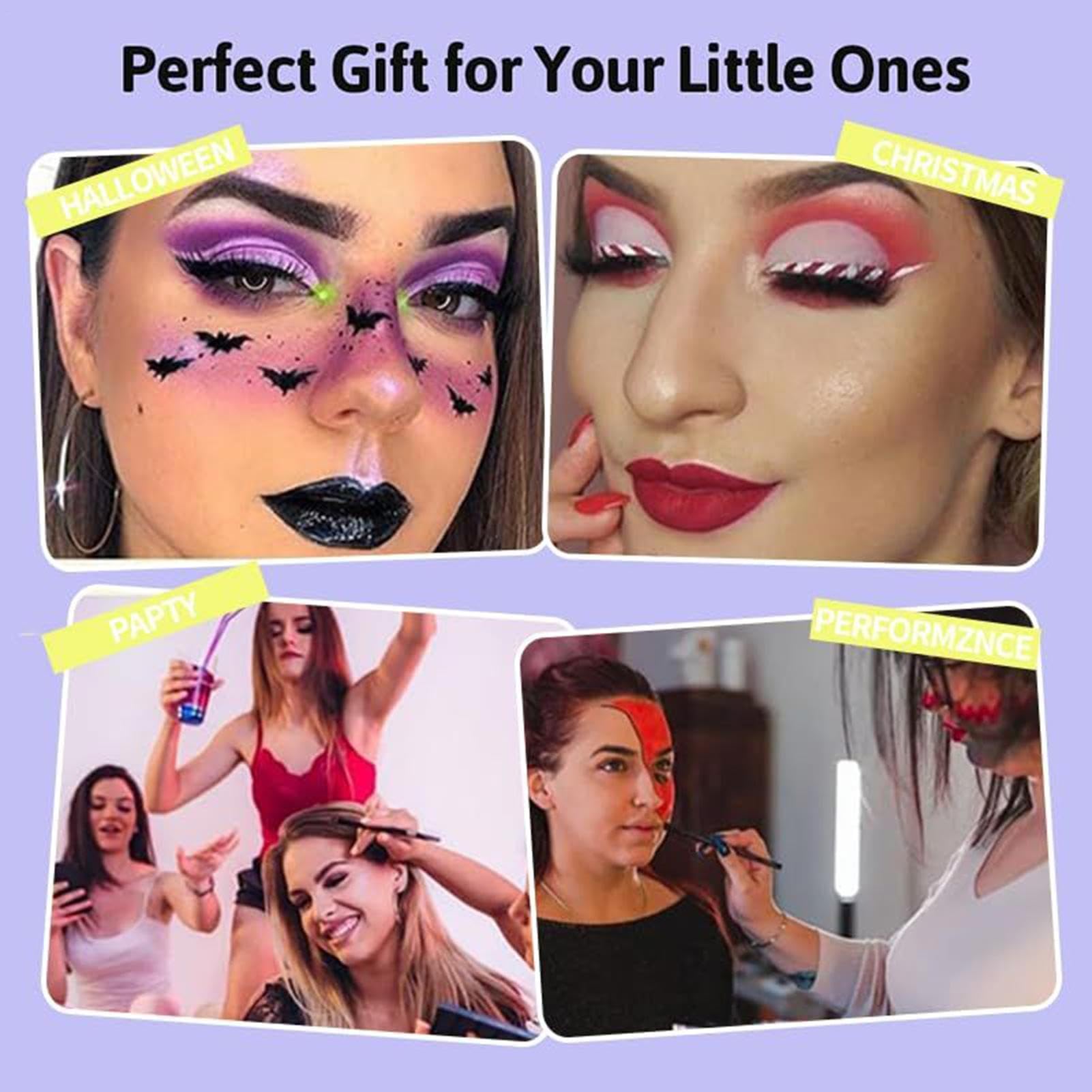 Kit di Pittura per il Viso 12 Colori in Pennarelli a Pennello da Trucco | Makeup Viso Per Halloween, Feste Per Bambini, Teatro, Cosplay, Carnevale, Donne E Ragazze, Spettacolo
