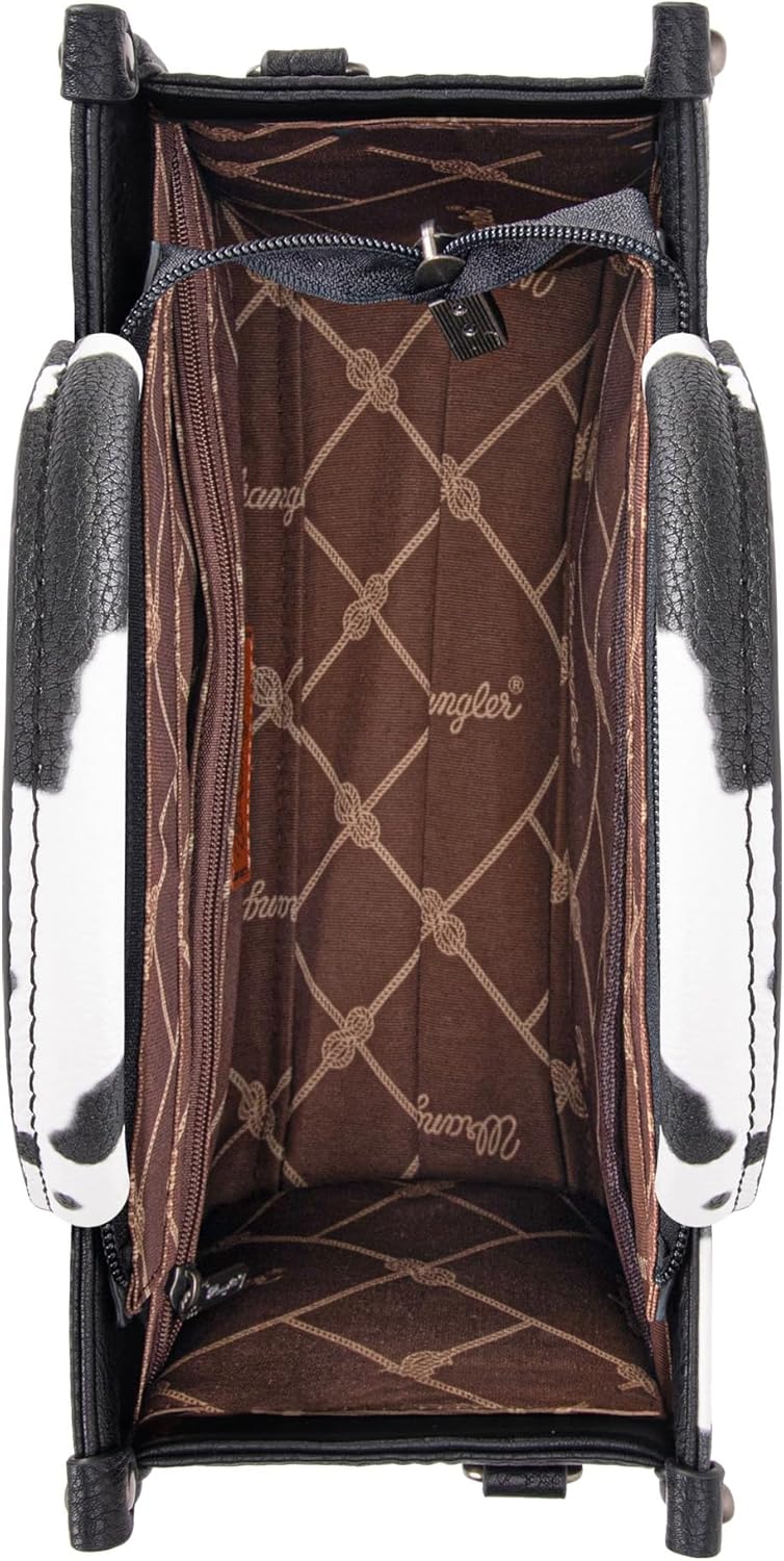 Wrangler Cow Print Tote Bag for Women Western Purse Boho Top Handle Satchel Handbag with Signature Strap - Image 5