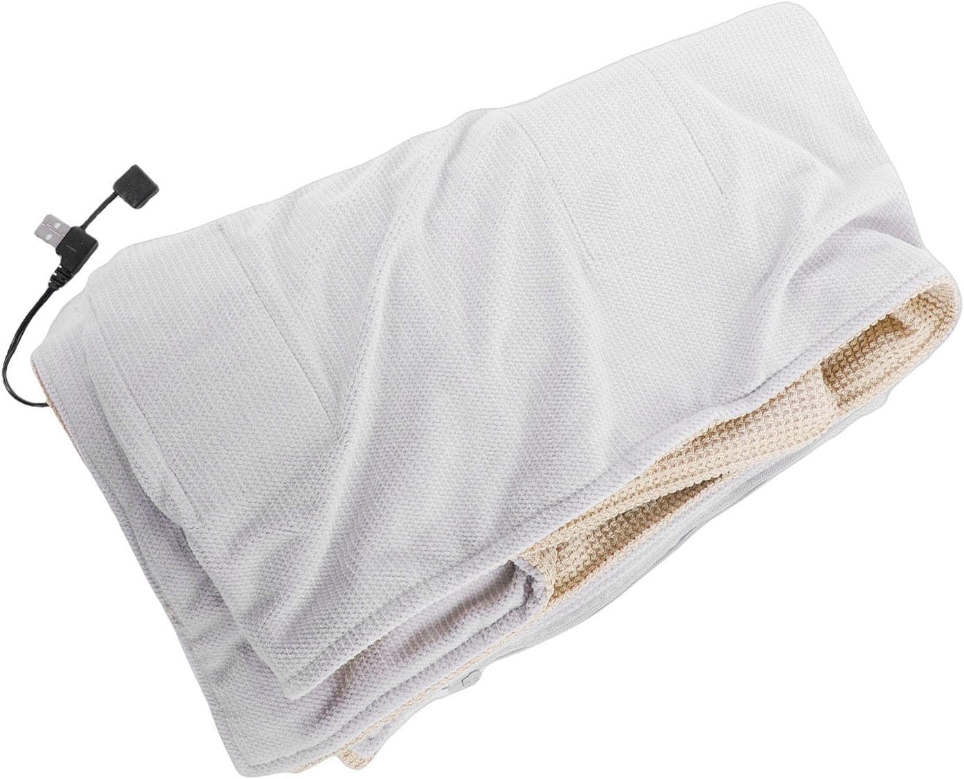 Electric Heated Shawl, USB Powered Heating Throw Wrap, Soft Knitted Fabric Shawl with Zipper Closure, Ideal for Office Home Travel, Apricot Color