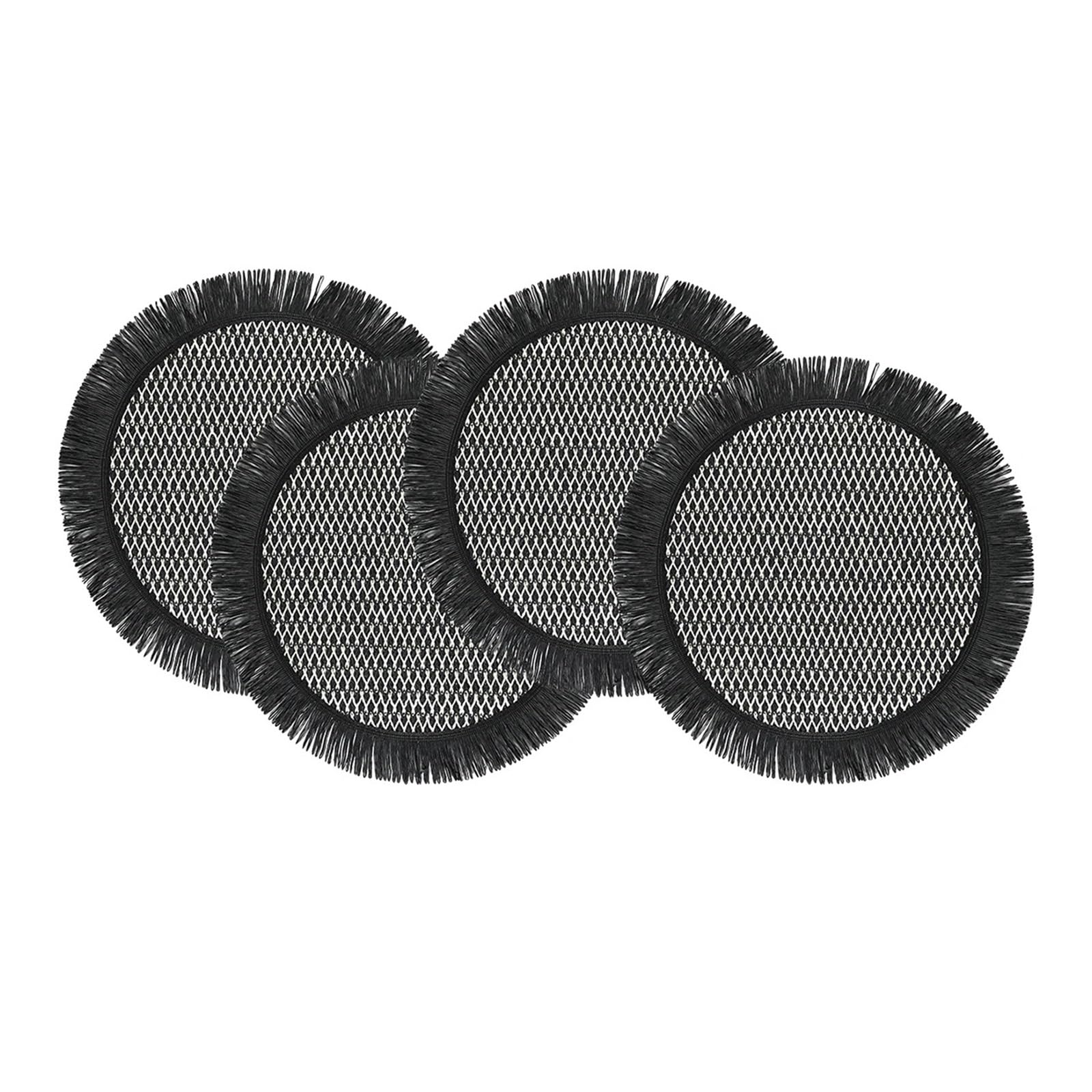 Set de table rond tressé noir lot de 4 pour restaurant et salle à manger moderne