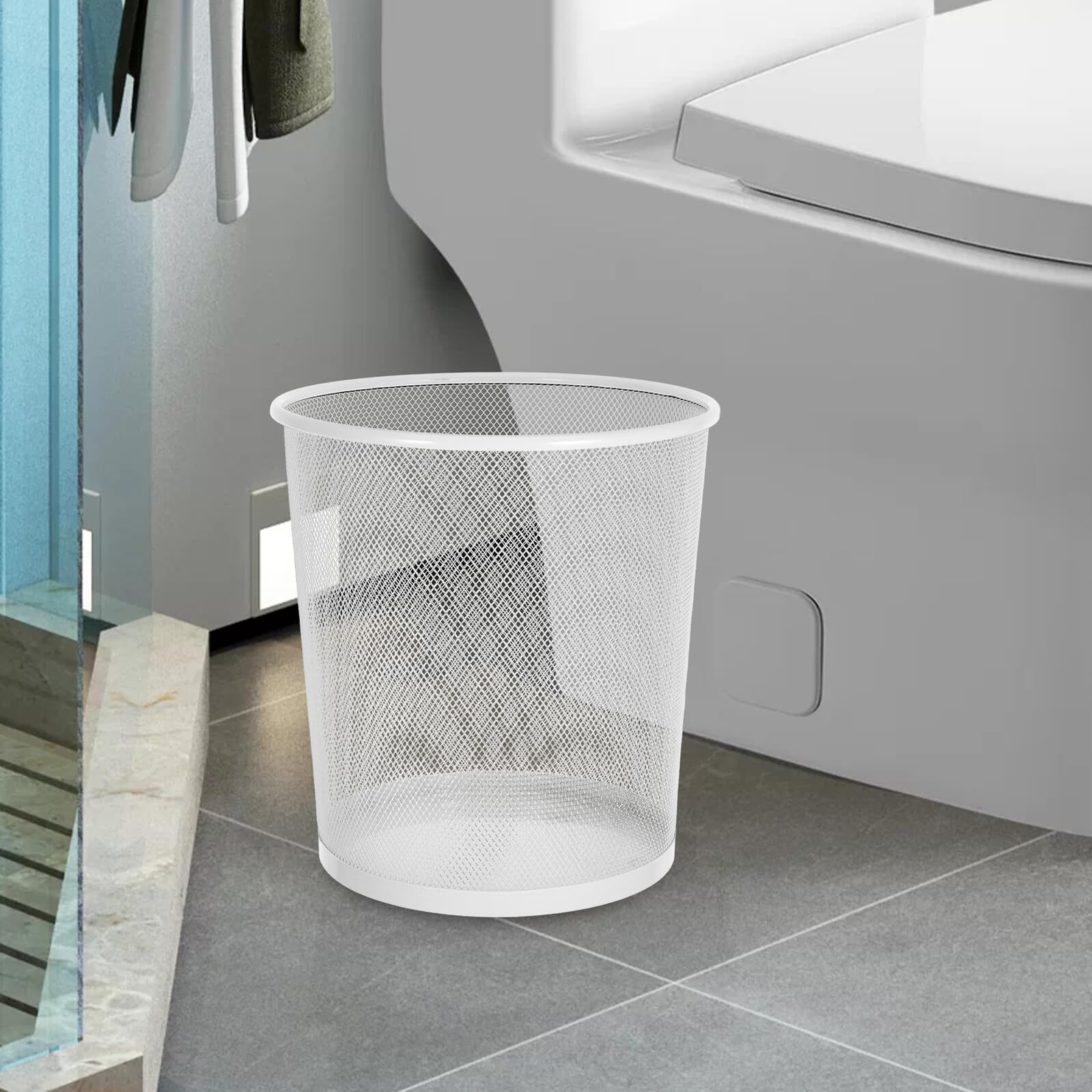 TOYANDONA Cestino Portarifiuti Rotondo in Ferro Battuto da 12L Cestino per Spazzatura a Maglia Fine per Ufficio e Casa Contenitore per Carta da Scrivania e Cucina Design Compatto per