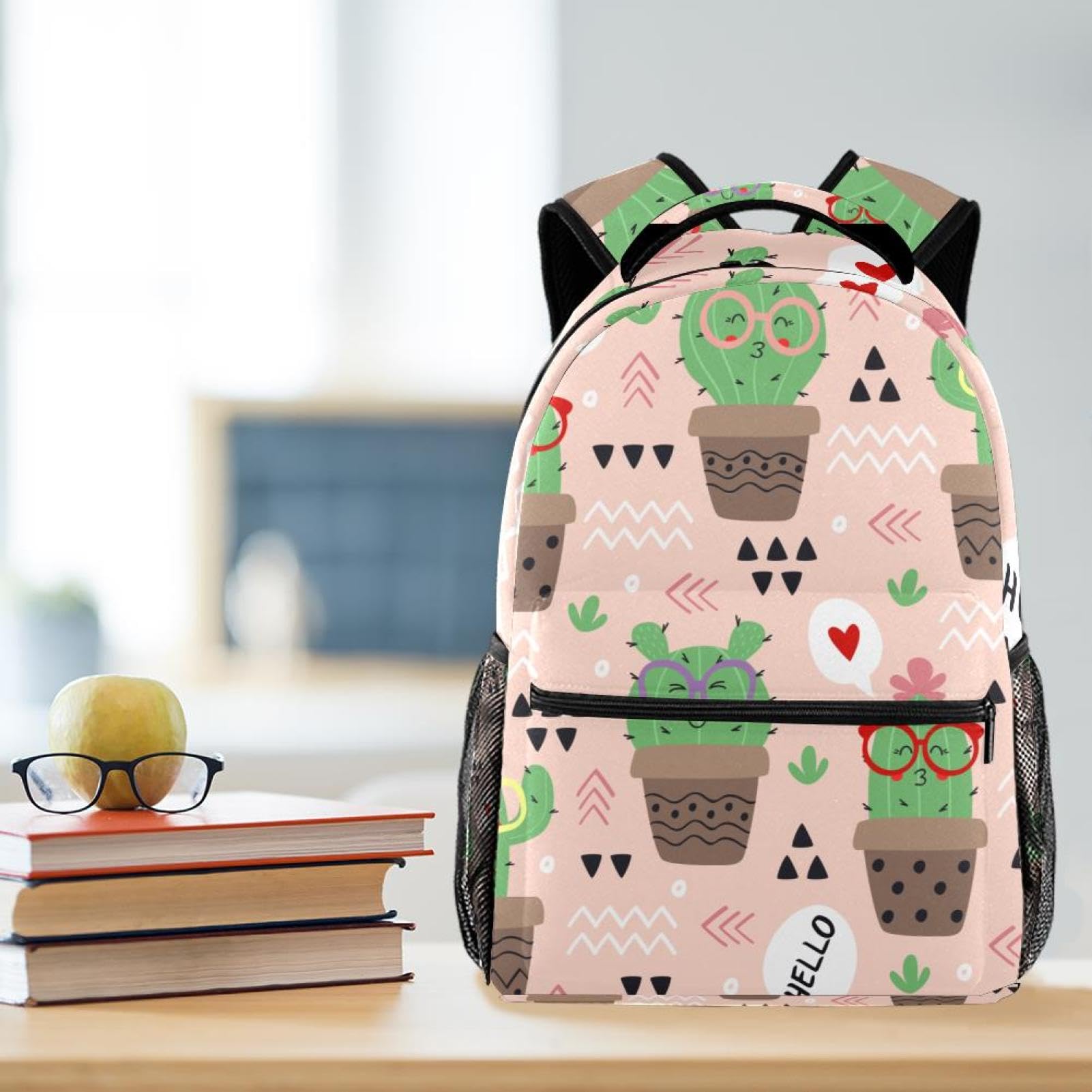 Mochila para laptop, diseño de cactus rosa, mochila escolar duradera para la universidad y la escuela secundaria, resistente al agua, mochila de viaje y senderismo