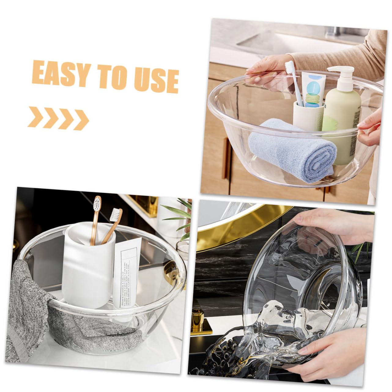 Vasque En Plastique Transparent Bassin De Lavage Nettoyant Pour Le Visage Bassine De Shampoing Seau De Lavage Lavabo De Salle De Bain Plat Bol De Légumes De Bébé Nettoyage