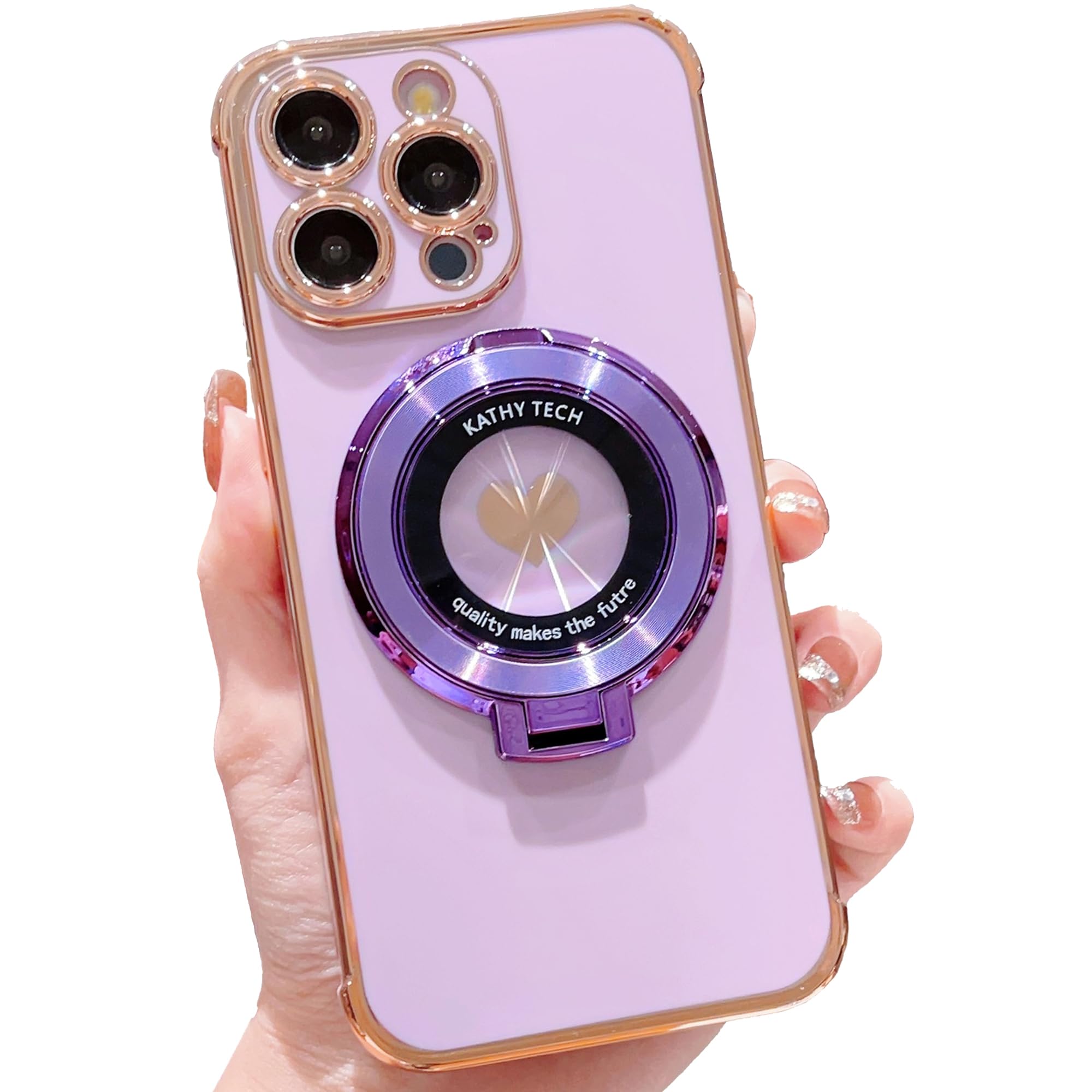 Coque iPhone 13 Pro Max antichoc avec support bague violette IDweel - 8