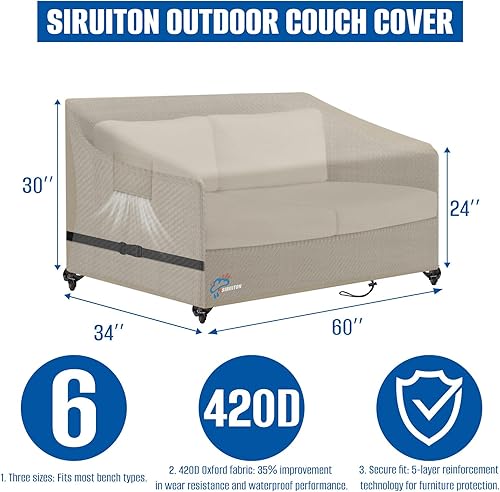 Miniatura 39 de SIRUITON Funda para sofá de 2 asientos, sofá biplaza, 51 pulgadas de ancho x 27 pulgadas de profundidad x 35 pulgadas de alto, funda impermeable