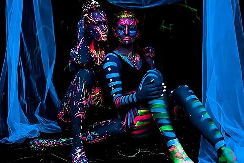 Miniatura 3 de Midnight Glo Pintura facial y corporal de neón UV, pintura fluorescente reactiva a la luz negra, segura, lavable, no tóxica, ideal para raves,