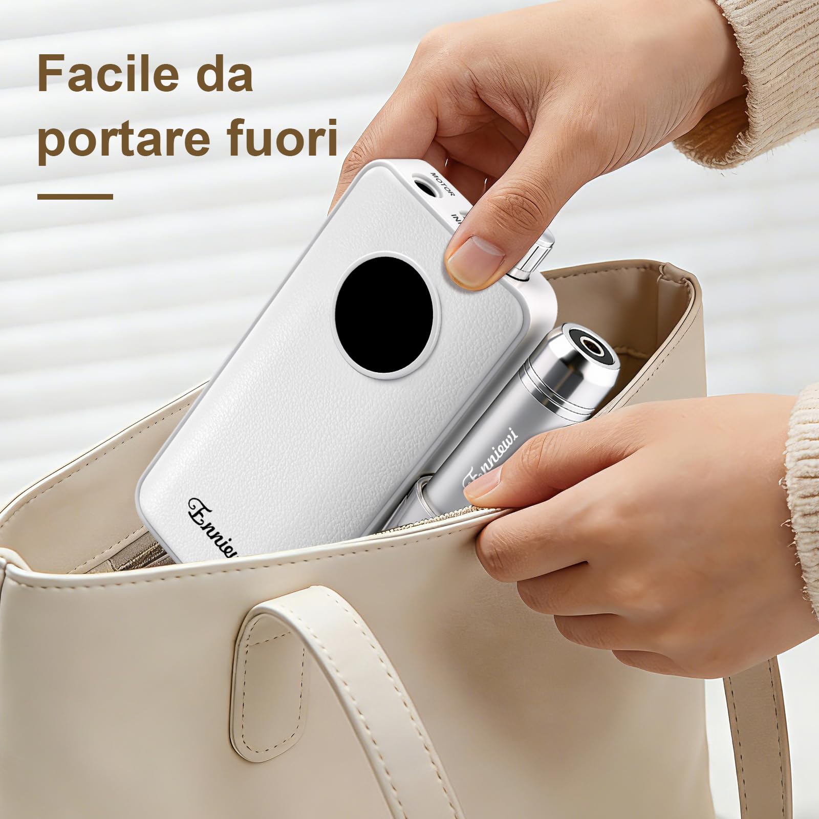 Fresa per Unghie Professionale 35000RPM per Unghie in Gel, Trapano Elettrico Ricaricabile con Display LED, Portatile, Kit Professionale per Manicure e Pedicure per Casa e Salone, 48W, Bianco