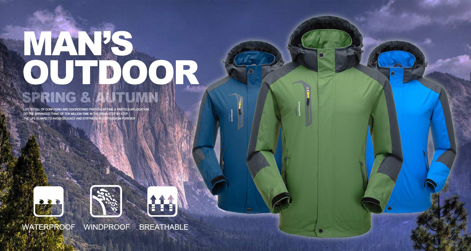 Giacca da Uomo Impermeabile Esterna Giacca da Pioggia Leggera Softshell Arrampicata Abbigliamento da Trekking Giacca a Vento Multitasche da Montagna