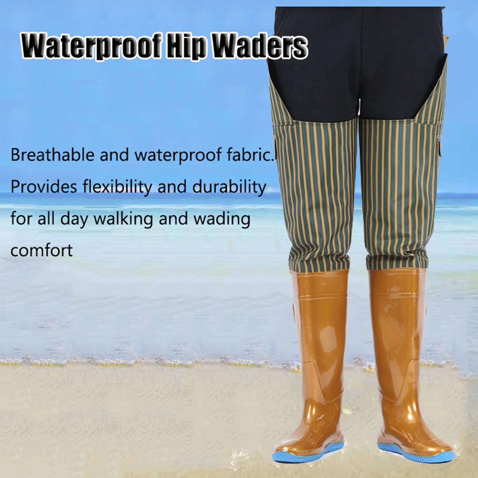 Waders Pesca Stivali da Pesca da Uomo E da Donna, Leggeri E Impermeabili in PVC con Tasca E Suola Spessa Antiscivolo Oxford