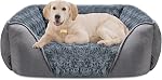 INVENHO Grand lit de chien pour les grands petits chiens moyens, Rectangle lit de chiens lavable, lit de Chien orthopédique, lit puppy doux et calmant Coudre de chien durable avec fond antidérapant L(30"x24"x9")