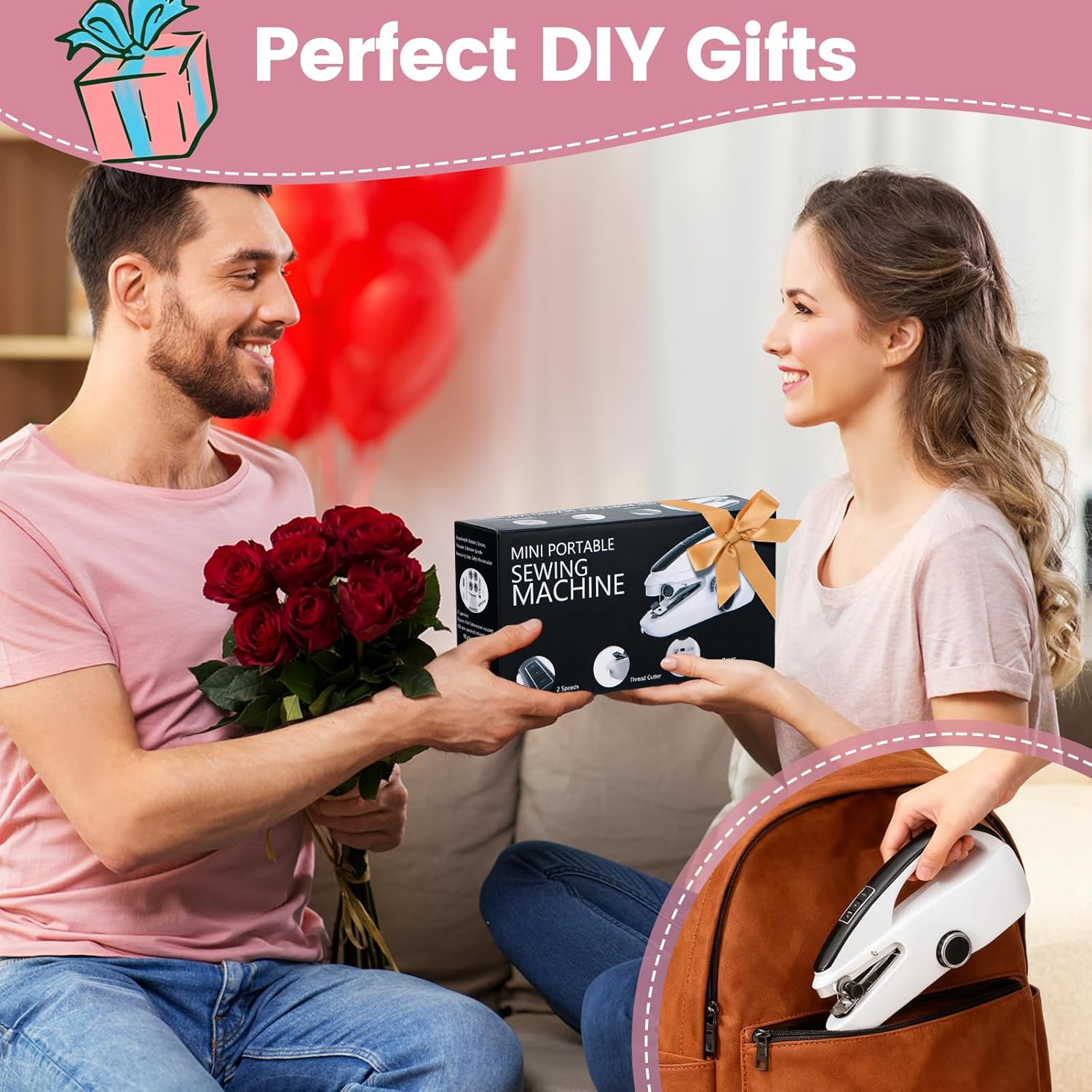 Handheld Sewing Machine for Beginners, Easy to Operate and Fast Stitch Suitable for Clothes,Fabrics and Quick Home Repairs for Mom Birthday Valentine's Day Christmas