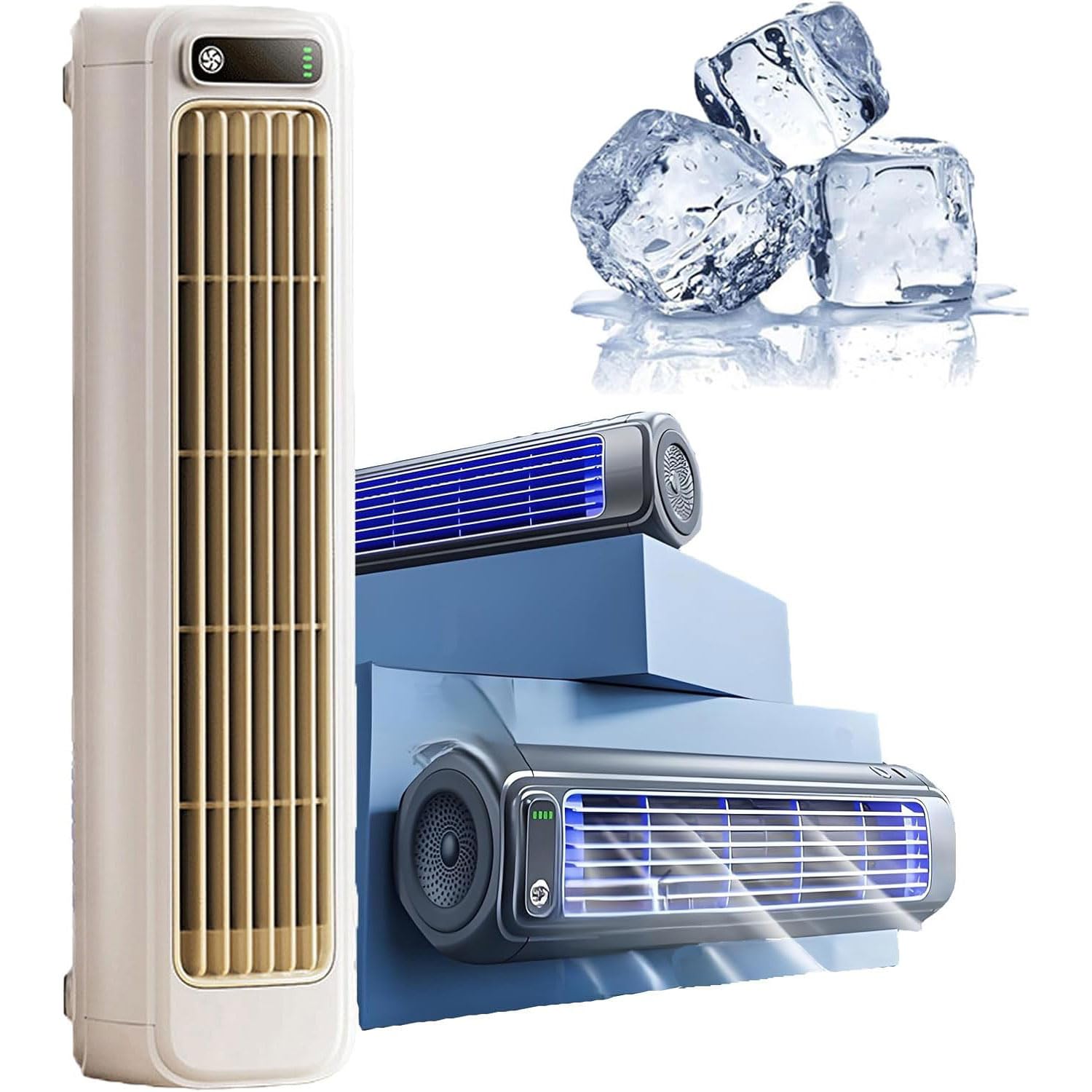 2026 New Sherum Cooling Ace,Portable Air Conditioner Cooling Fan Quiet with 3 Speeds,Cooling Fans that Blow Cold Air,Usb Rechargeable Portable Tower Fan Air Conditioner for Bedroom Office Home (Beige)