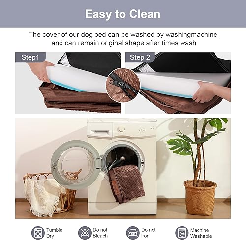 Miniatura 7 de Cama Ortopédica para Perros de Tamaño Mediano, Cama de Espuma Viscoelástica para Perros Medianos, Funda Extraíble Lavable, Parte Inferior Microsuede