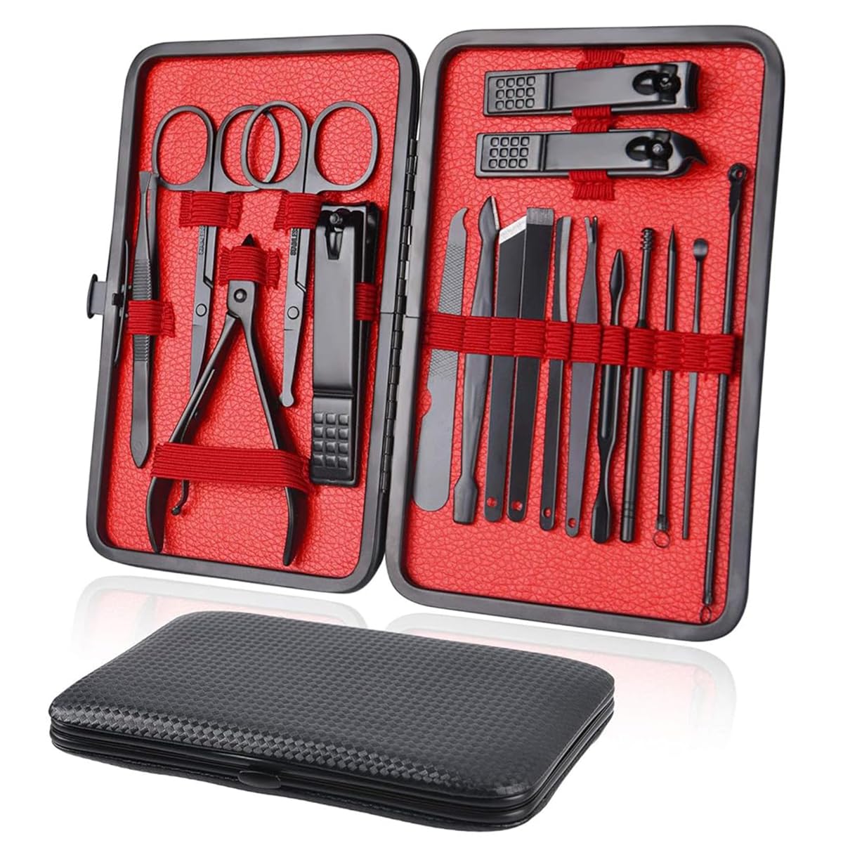 MAYCREATE® 18PCS Manicure Pedicure Kit for Women, Nail Cutter Set for Women and Men, Pedicure Kit Stainless Steel Professional Manicure Set & Eyebrow Grooming Kit Nail Care Tool Kit with Storage Case-image-33