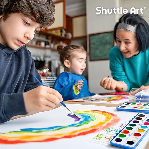 Miniatura 6 de Shuttle Art Juego de pintura de acuarela de 16 colores a granel, paquete de 24, juego de pintura de acuarela con pinceles para niños y adultos,