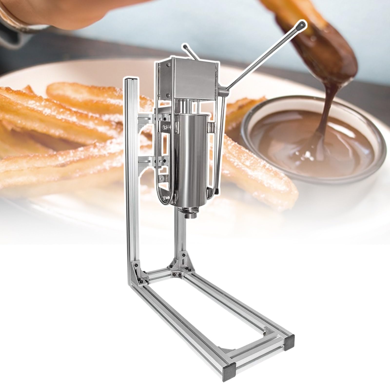 Machine à Churros en Acier Inoxydable, Remplisseuse De Presse à Beignets Churros Commerciale, avec 6 Types De Buses, pour Usage Commercial Et Domestique