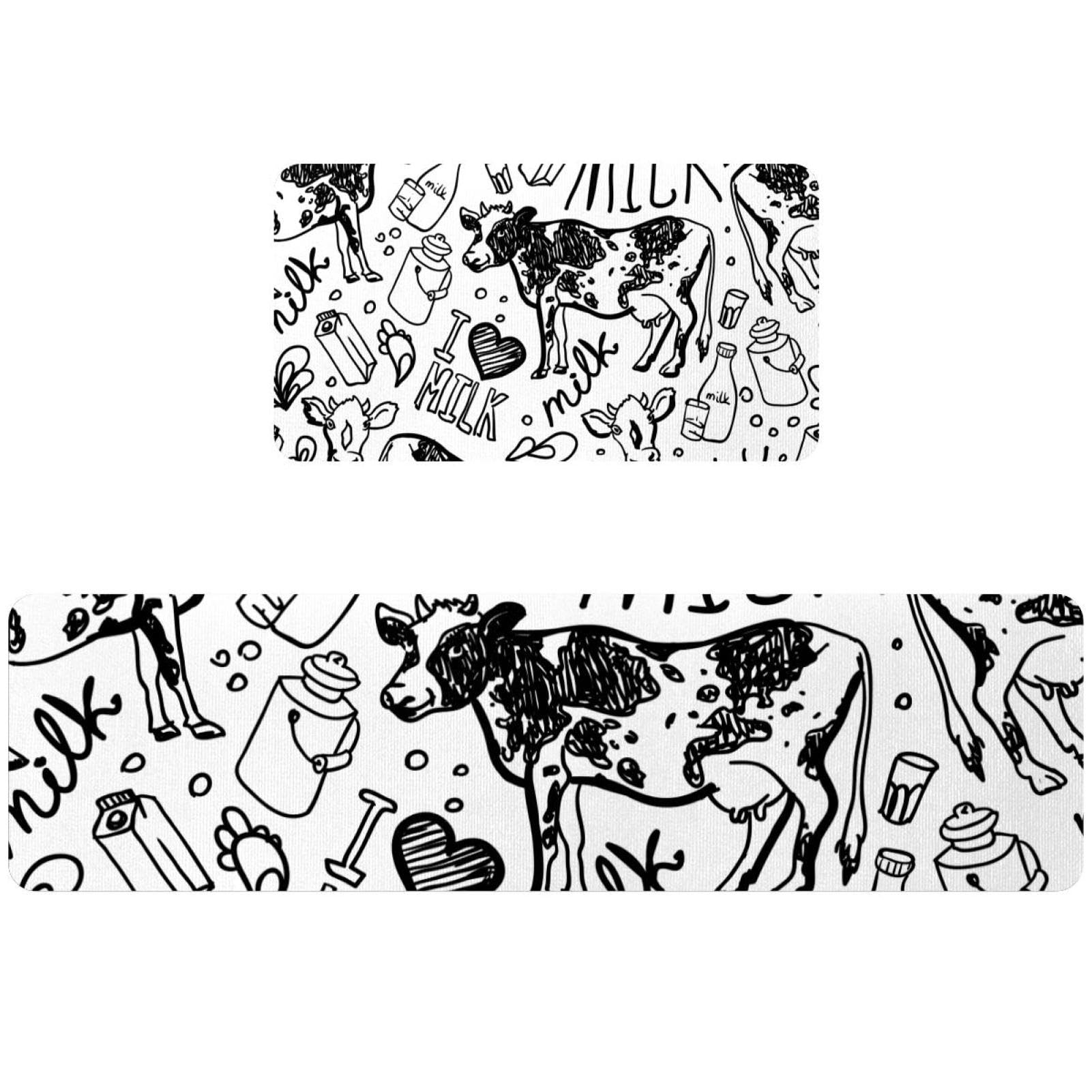 Tapis de couloir motif vache pour cuisine et buanderie style campagnard