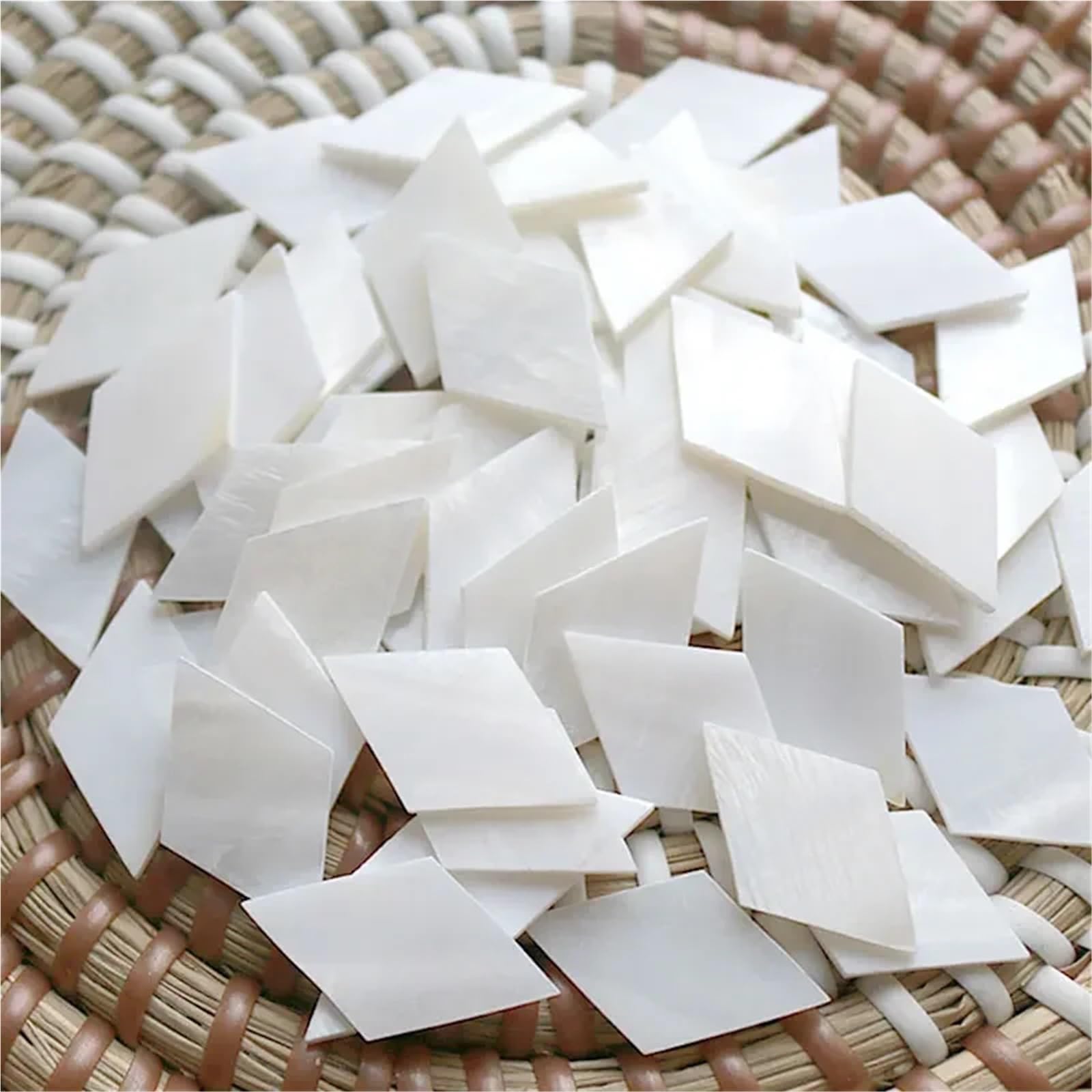 Piastrelle a mosaico per artigianato, 100 pezzi, in madreperla, tessere a mosaico in conchiglia naturale, pezzi di diamante per la decorazione della casa, artigianato artistico