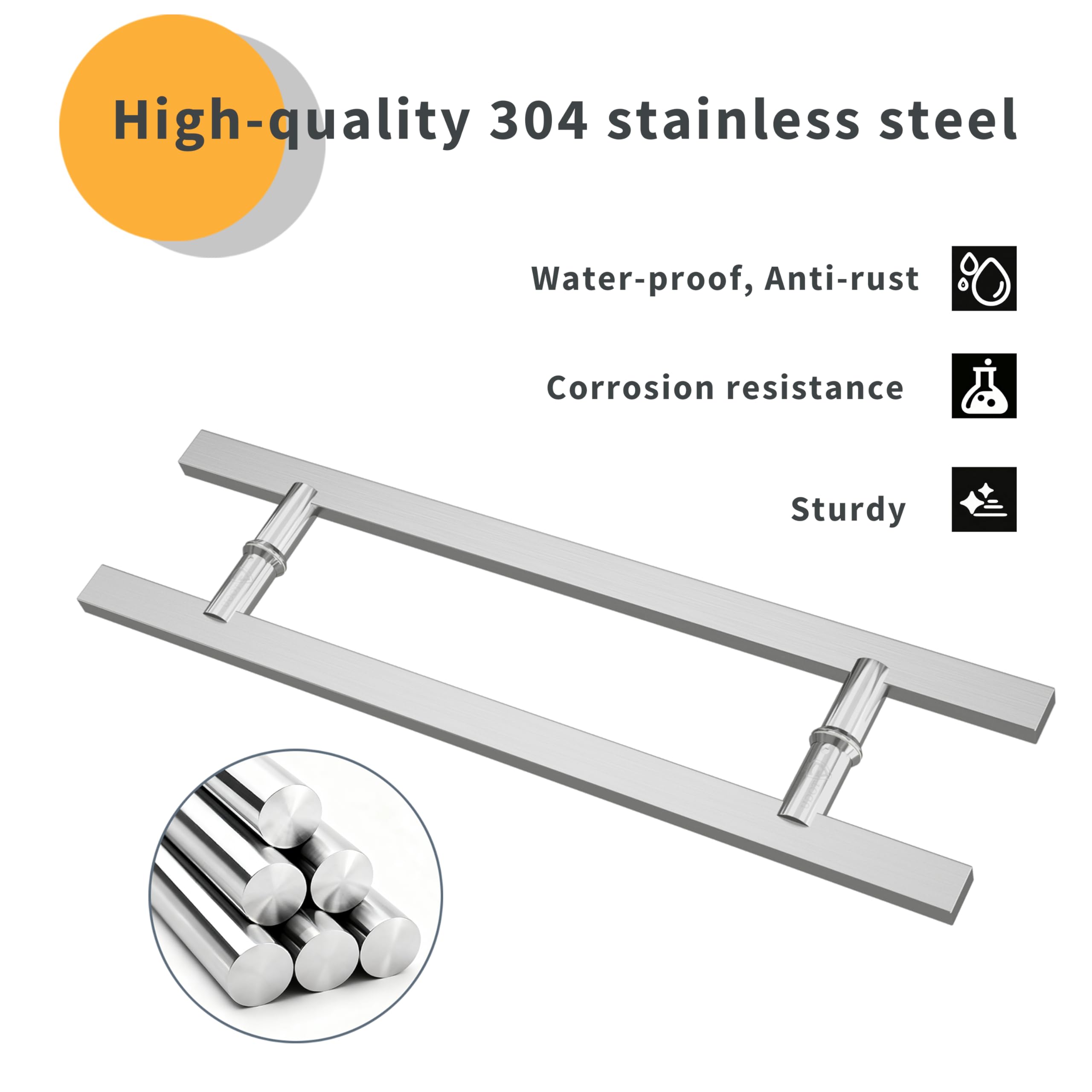 Togu tg6017 – 6005 SS push-pull Tirador de puerta de acero inoxidable para entrada/entrada/ducha/cristal/Tienda/Almacén, Interior/exterior Granero & Puertas – Acabado Satinado cepillado