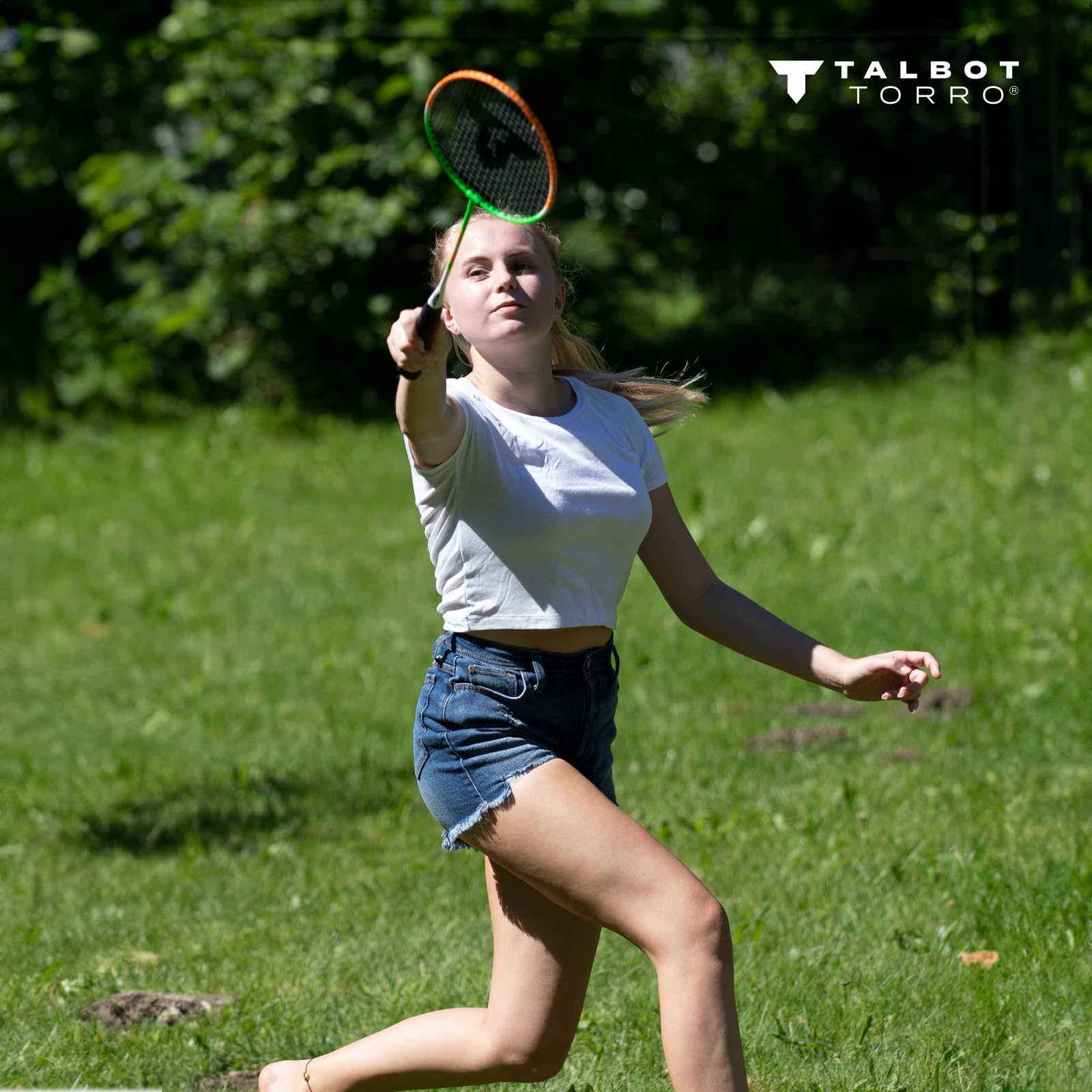 Talbot Torro Set de Badminton 4-Attacker Plus, 4 Raquetas, 3 Volantes, Red Completa