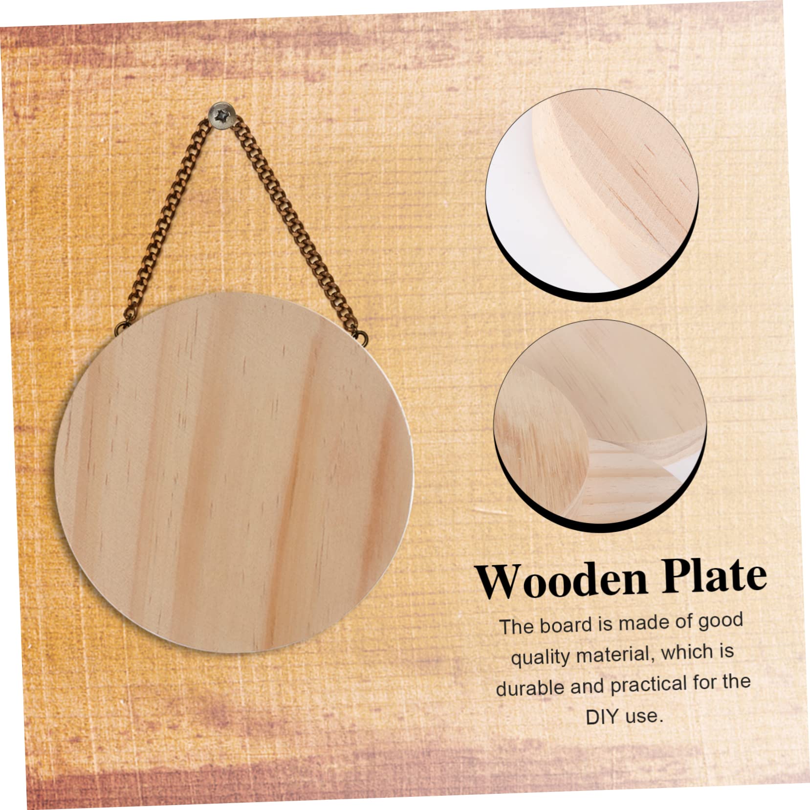 COHEALI DIY Wooden Board Ornaments 5pcs Round Craft DIY Material Set Wooden Crafts