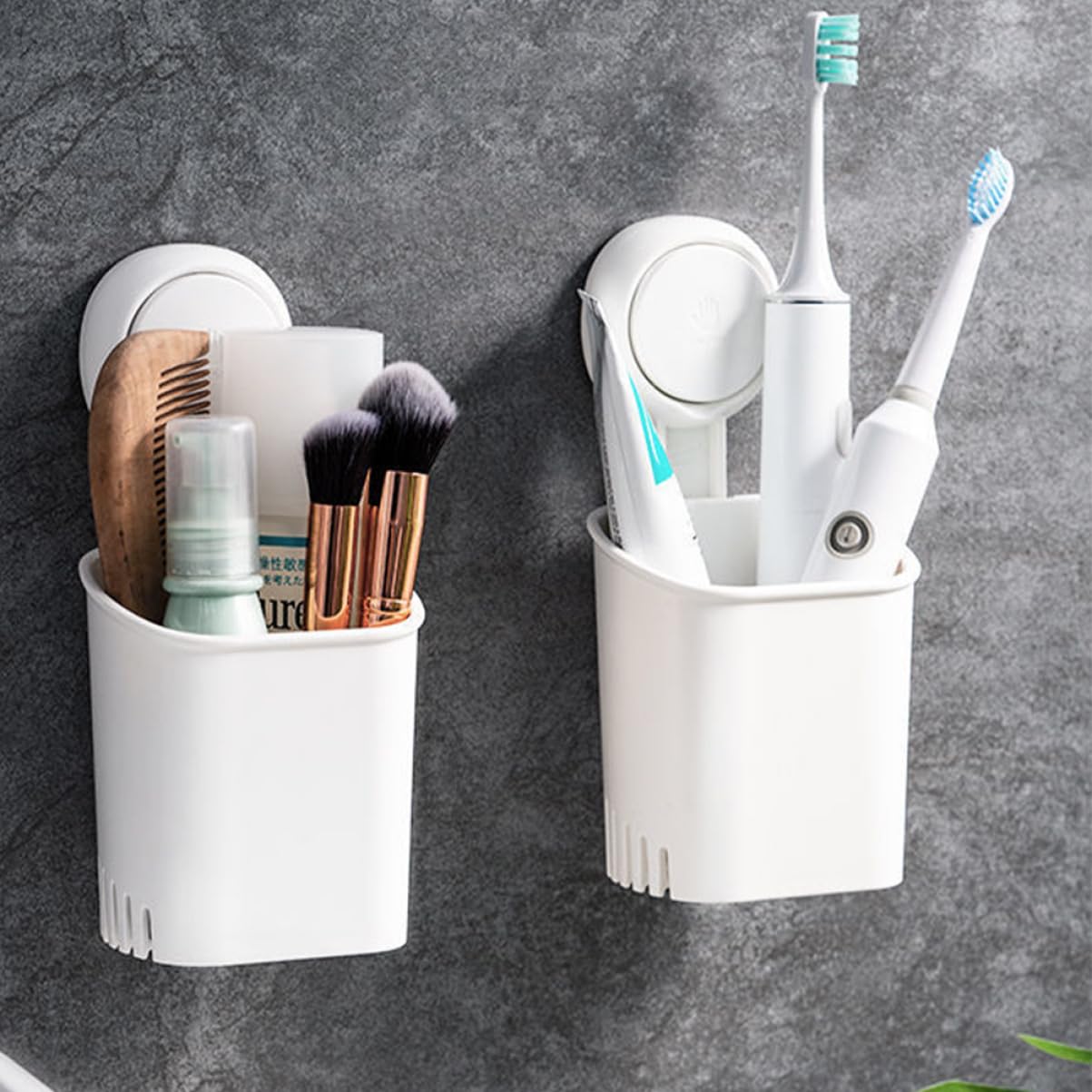 VALICLUD 3 Pezzi Portaoggetti da Bagno con Ventosa Organizer per Spazzolini da Denti Murale e Design Sgocciolamento per Moderni e Cucine