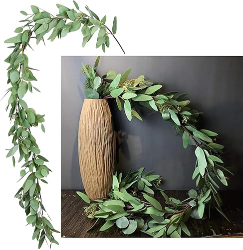 Miniatura 7 de DearHouse 5.5ft Seeded Eucalyptus Garland, Artificial Vines Faux Eucalyptus Leaves Table Garland Artificial Greenery Wedding Backdrop Arch Wall Decor