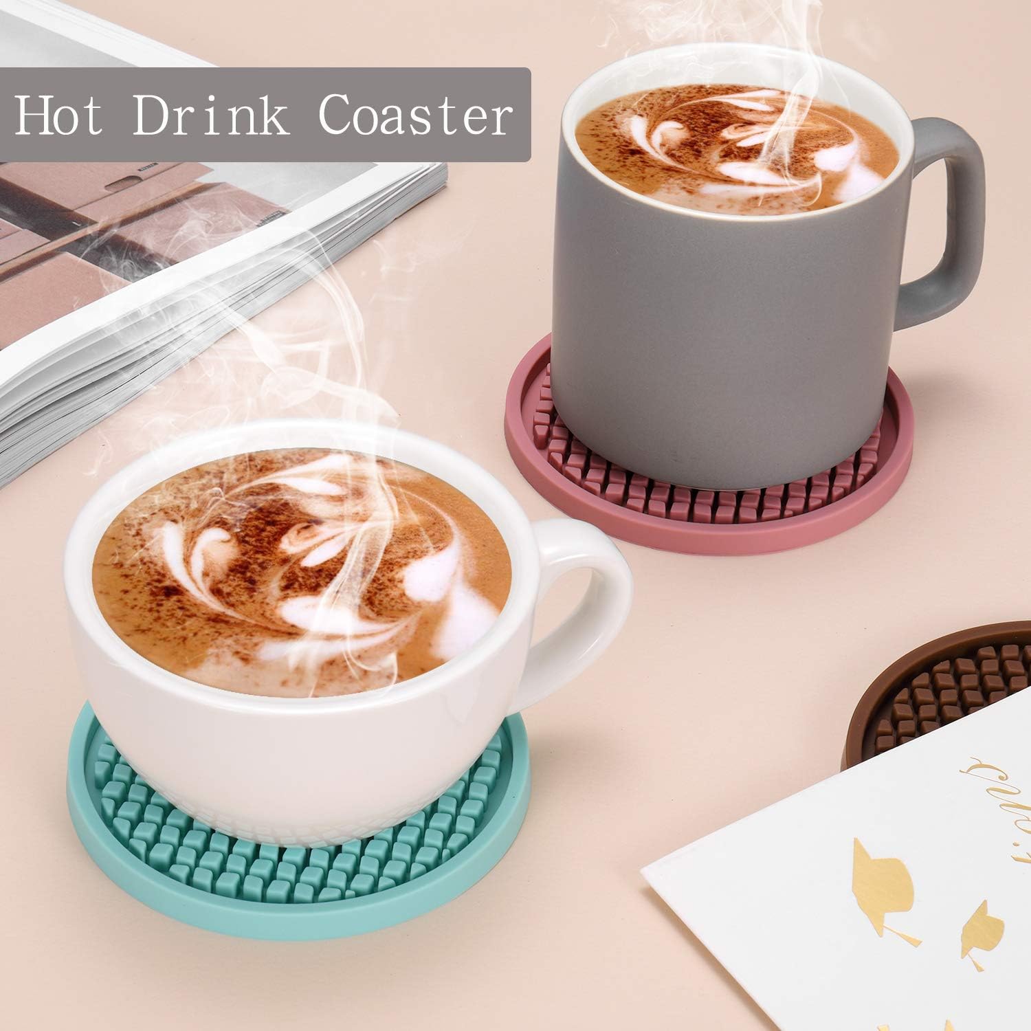 Silicone Coasters [] Thiened Drink Coasters with Holder - Cup Mat