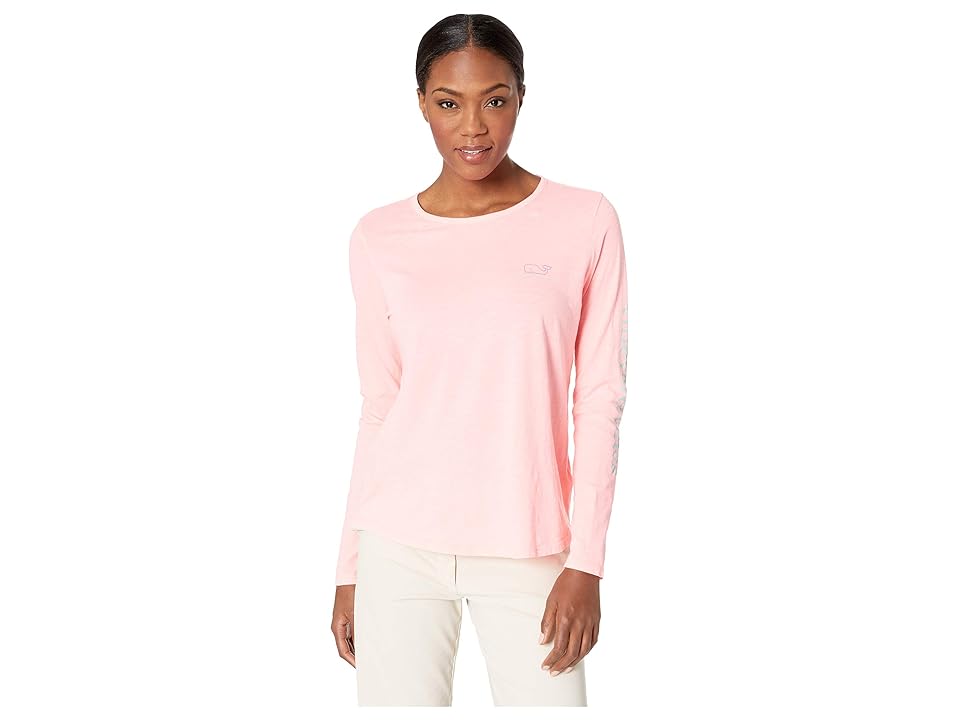 

Vineyard Vines Long Sleeve Slub Two-Tone Vintage Whale Tee (Coral Sand) Women's T Shirt
