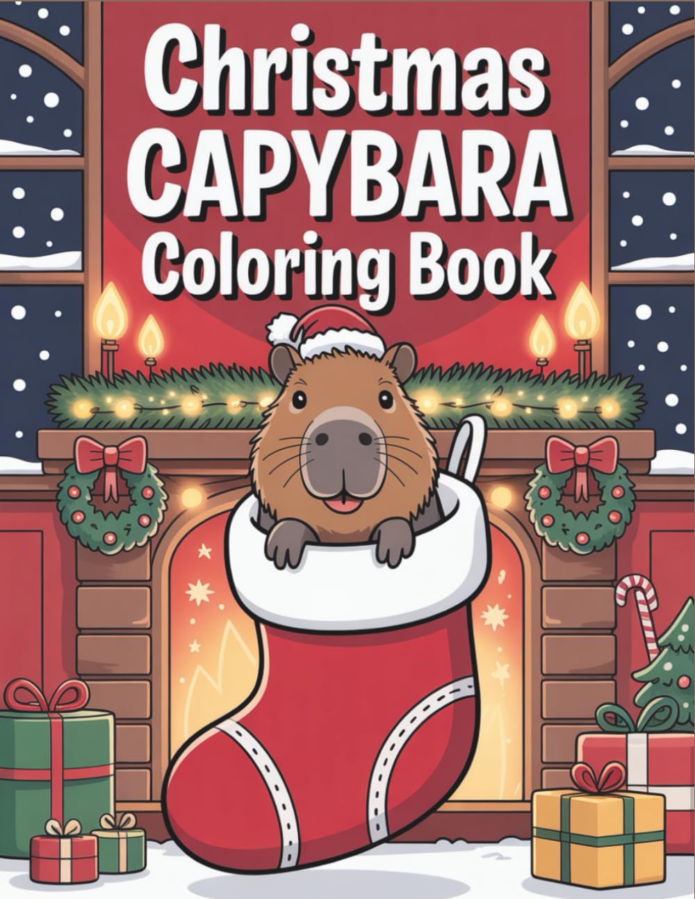 Christmas Capybara: Cute and Cozy Holiday Coloring Adventure for Kids