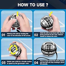 XMALL Torque Ball Hand Exerciser, Grip Strength Trainer, Forearm Strengthener, Wrist Power Gyro Ball, Hand Strengthening Devices, Wrist Strengthener, Finger Exerciser, Auto-Start Colorful Lighting