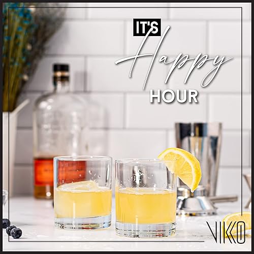 Miniatura 5 de Vikko Vasos de whisky, vasos de whisky de 10.25 onzas, juego de 6 vasos antiguos, vidrio de barra transparente, base resistente