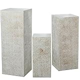 Set mit 3 rechteckigen Sockeln und quadratischem Sockel aus Metall, Weiß und Gold, 110 x 41 x 41 cm