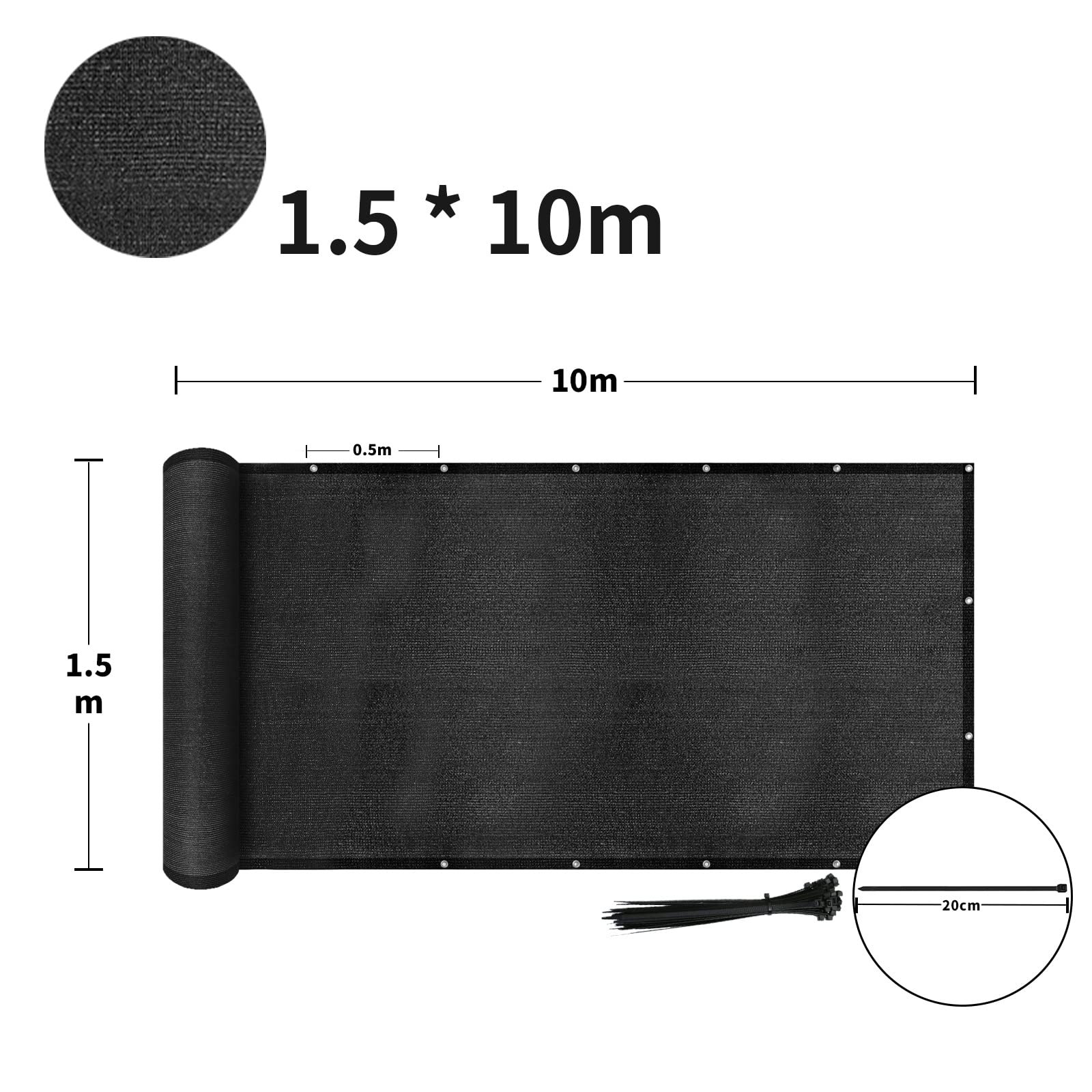SAILUN Balkon-Sichtschutznetz – UV-beständig, 85% Schatten, 1,2x10 M In Anthrazit