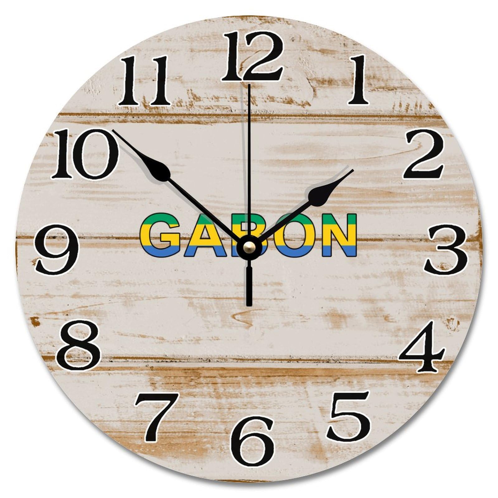Horloge murale drapeau Gabon 25,4 cm, cadeau idéal pour la famille