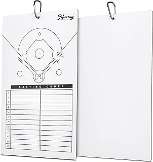Murray Sporting Goods Baseball Dry Erase Coaches Clipboard | Double-Sided Baseball Lineup Clipboard Dry Erase White Board | Baseball & Softball Gift for Coach