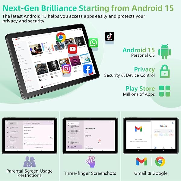 Raemond Tablet 10 Zoll, Android 15 Tablets PC mit 18GB RAM + 128G ROM (1TB TF), IPS 1280×800,Widevine L1 Kompatibles Octa-Core-Tablet mit WiFi 5G,T30 CPU,5MP+8MP,6000 mAh,Face ID,Google Zertifiziert - 5