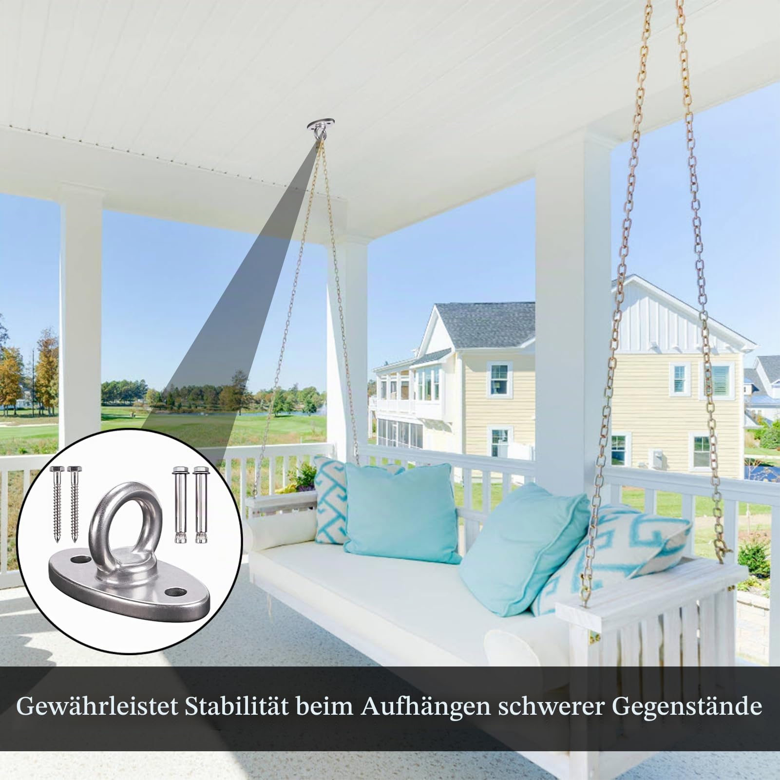 Deckenhaken Schwerlast Ultrastark,Deckenhaken Schwerlast,Beton Decke Aufhänger,Edelstahl 304 Wandöse Haken, Hängematte Hängen Hardware Oval Halterung Set,Für Hängesessel Sling Trainer Yoga Boxsack