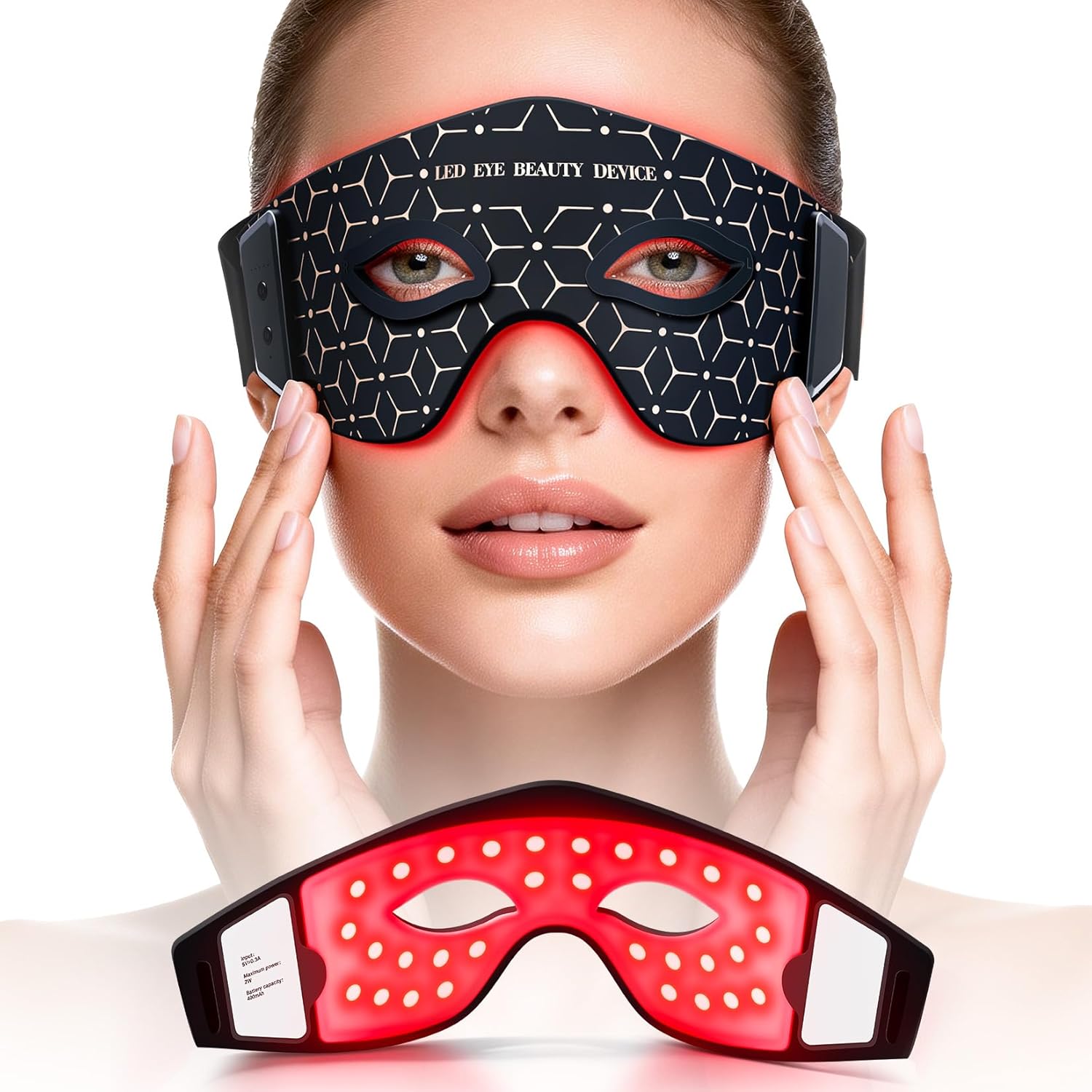 Red Light Therapy Eye Mask, Under Eye Red Light Mask,Good for Smoothing Puffiness Wrinkles Fine Lines,Suitable for Women and Man Effective Eyes Skin at Home or Trip