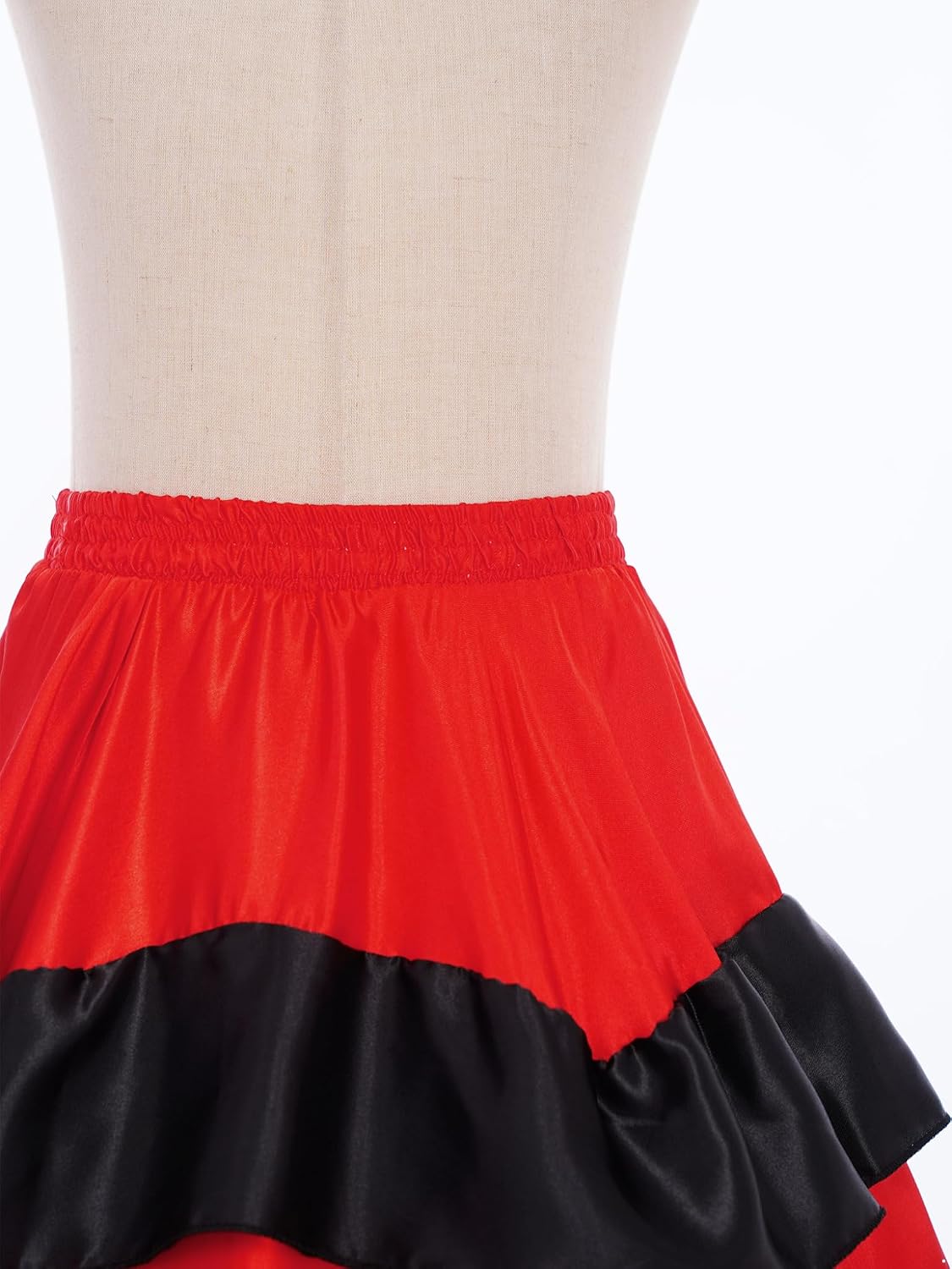 Kids Girls Ballroom Twirling Ruffle Flamenco Dance Skirts Full Spanish Bull Long Maxi Skirt Performance Costume